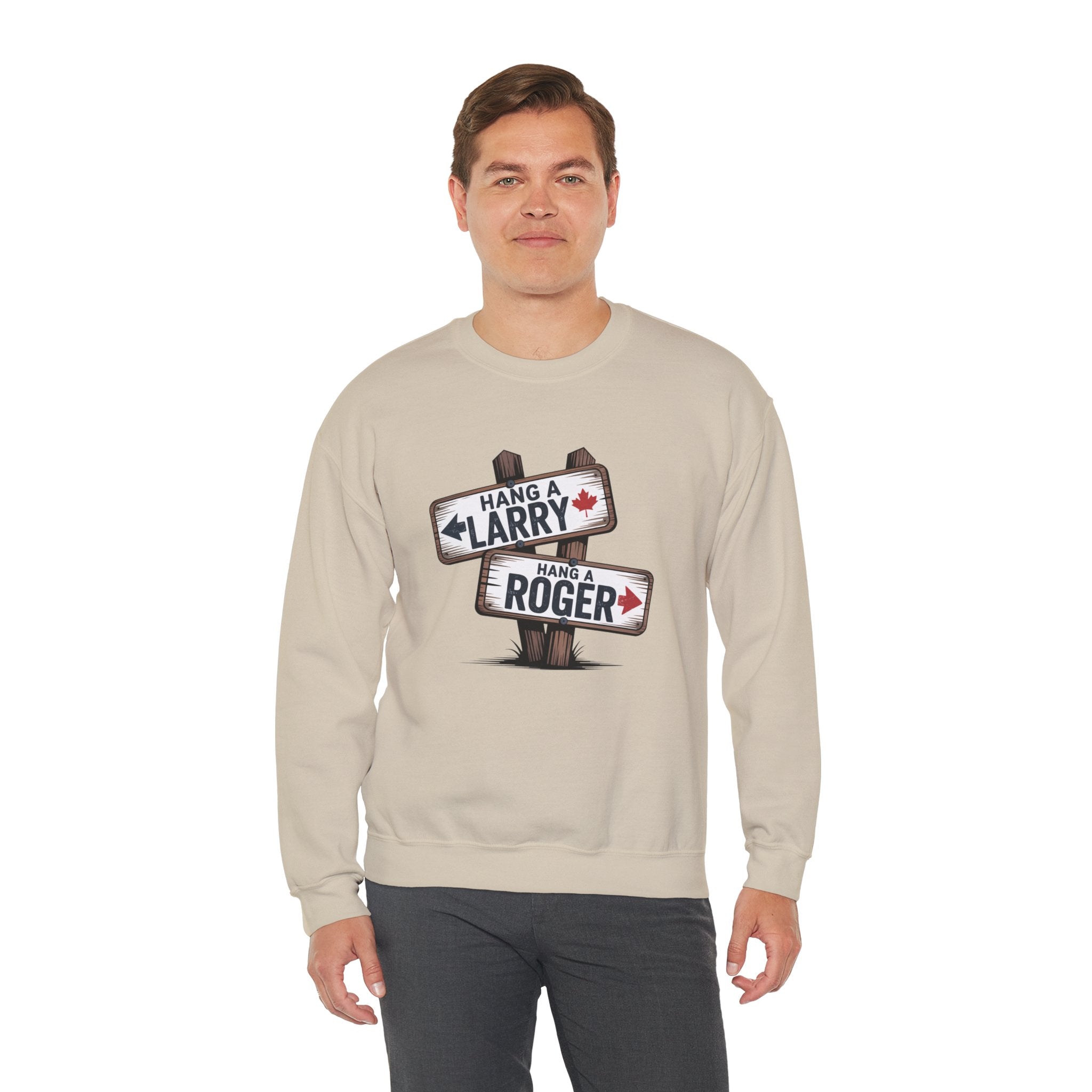 "Hang a Larry, Hang a Roger" Road Sign Graphic Sweatshirt