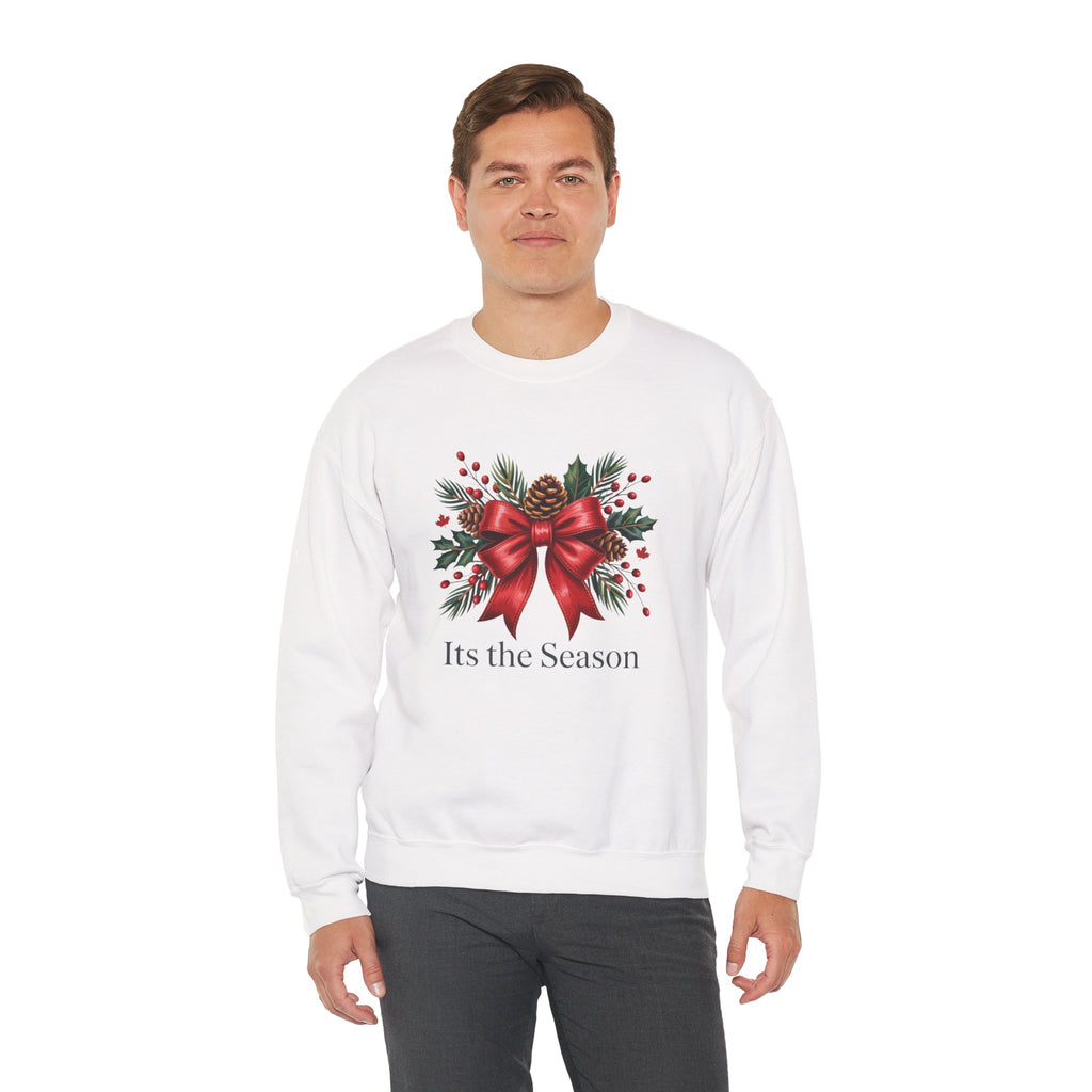 Holiday Bow Sweatshirt — "It's the Season" Christmas Crewneck