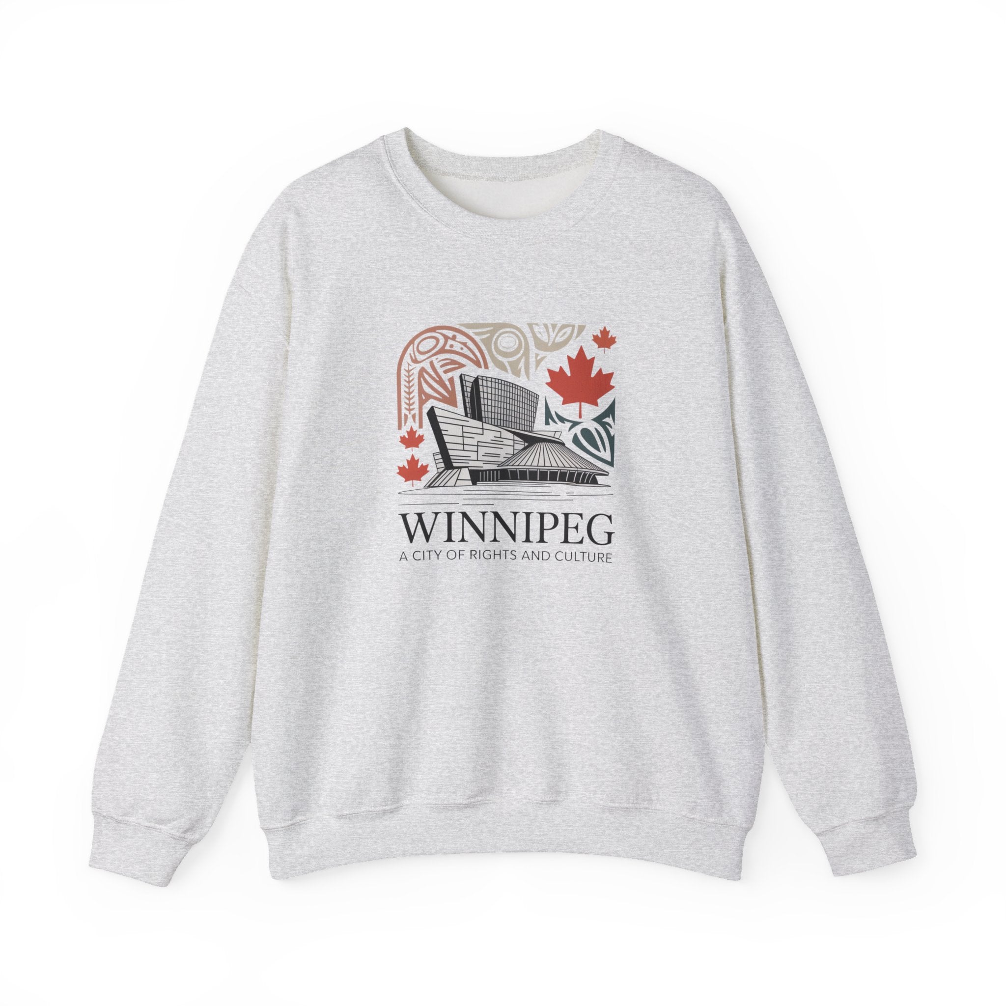 Winnipeg Crewneck Sweatshirt — Canadian Cityscape Design (Maple Leaf)