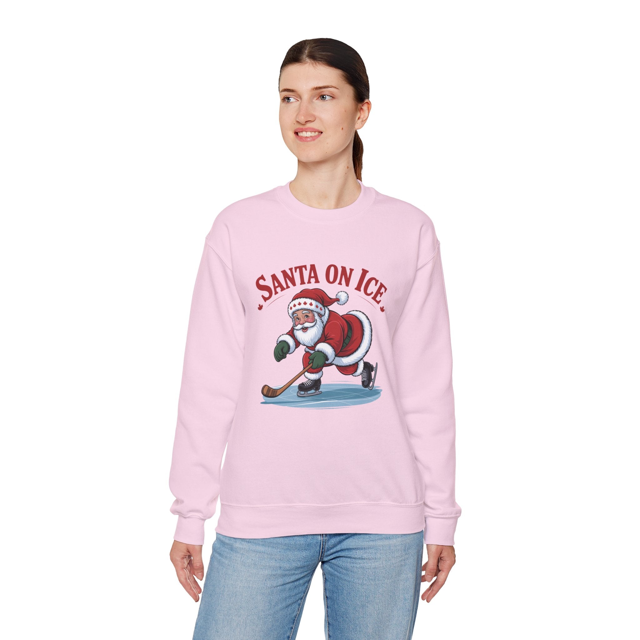 Santa on Ice Sweatshirt — Funny Hockey Santa Christmas Crewneck