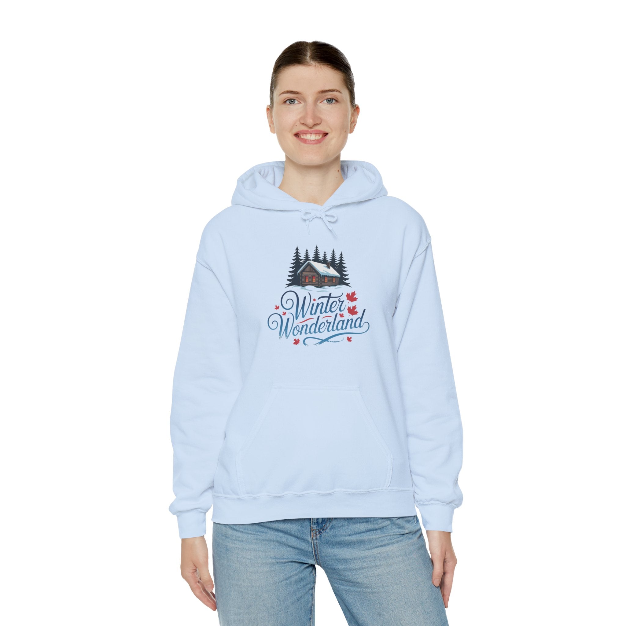 Winter Wonderland Hoodie — Cozy Cabin Snow Scene Hooded Sweatshirt