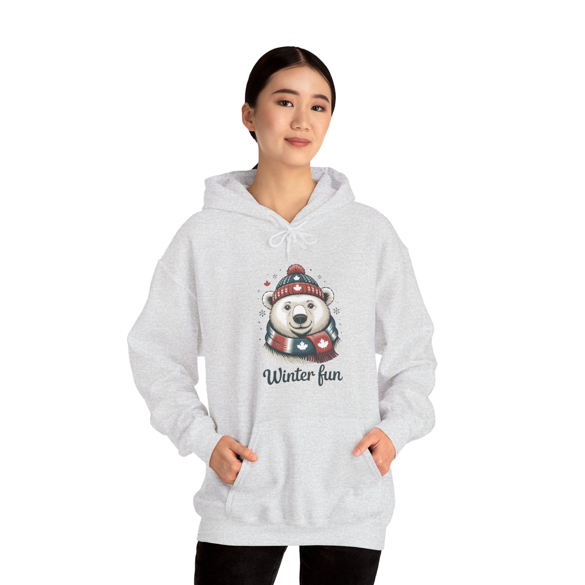 Winter Fun Polar Bear Hoodie - Cute Holiday Snowy Animal Sweatshirt