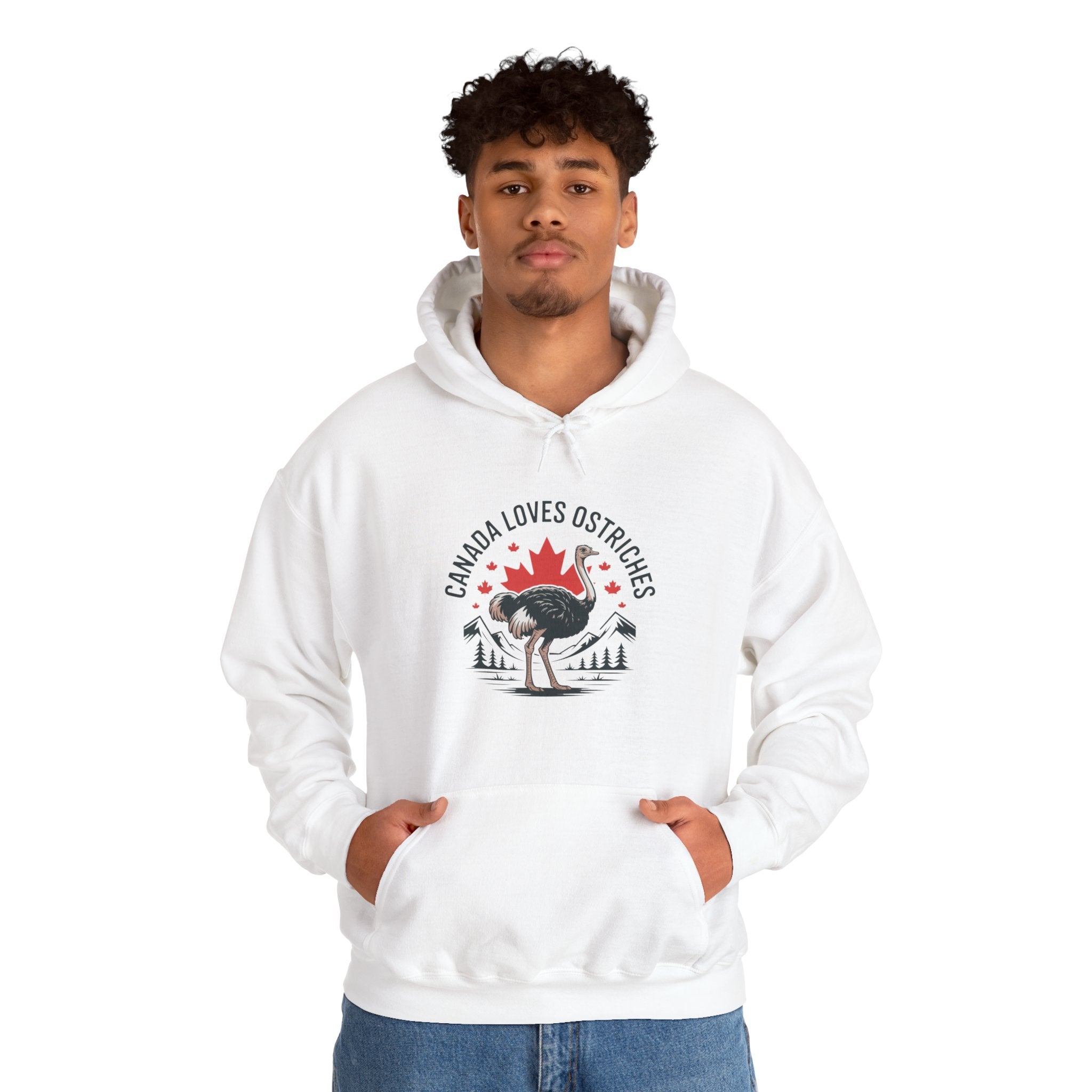Canada Loves Ostriches Hoodie – Cute Canadian Maple Leaf Ostrich Graphic Sweatshirt