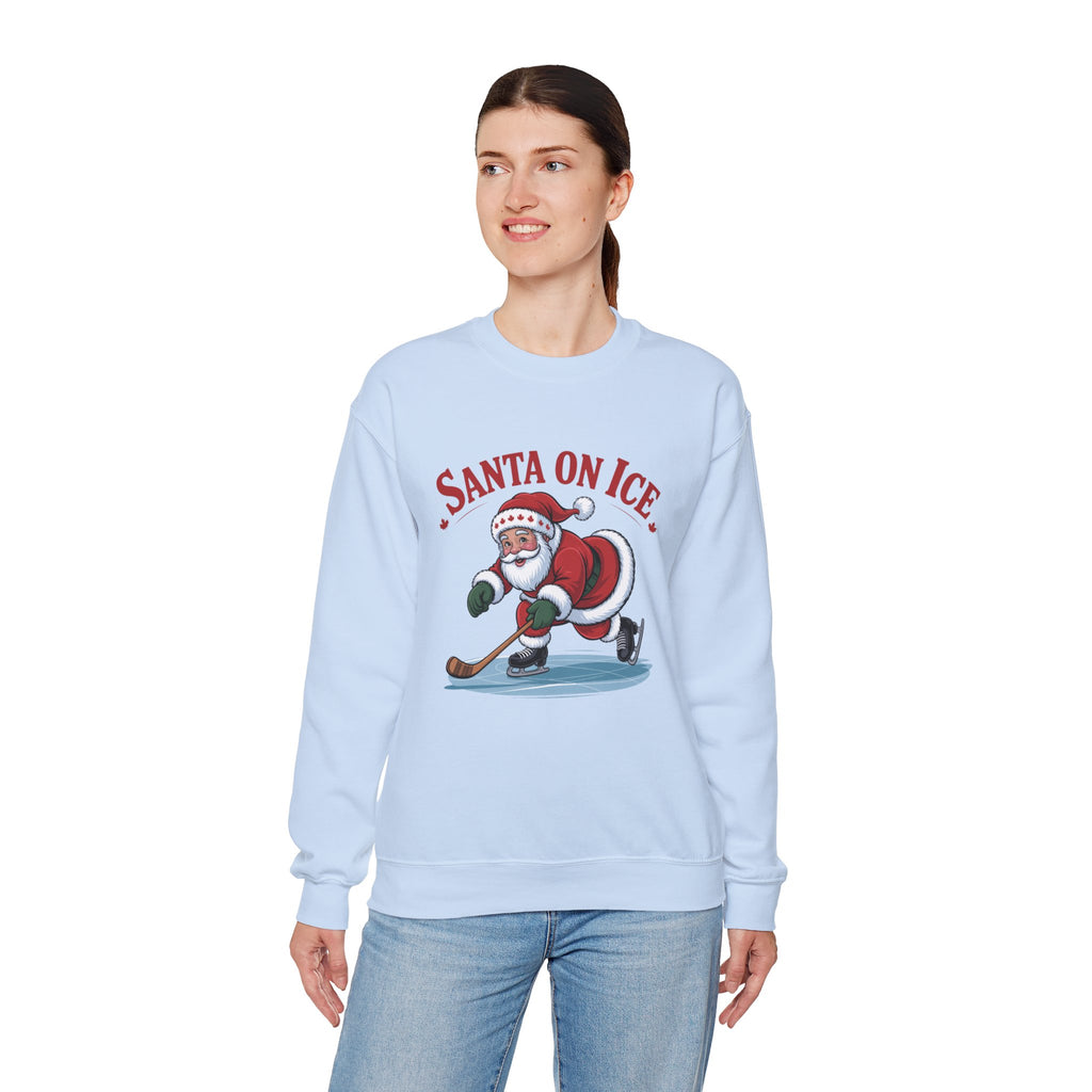 Santa on Ice Sweatshirt — Funny Hockey Santa Christmas Crewneck