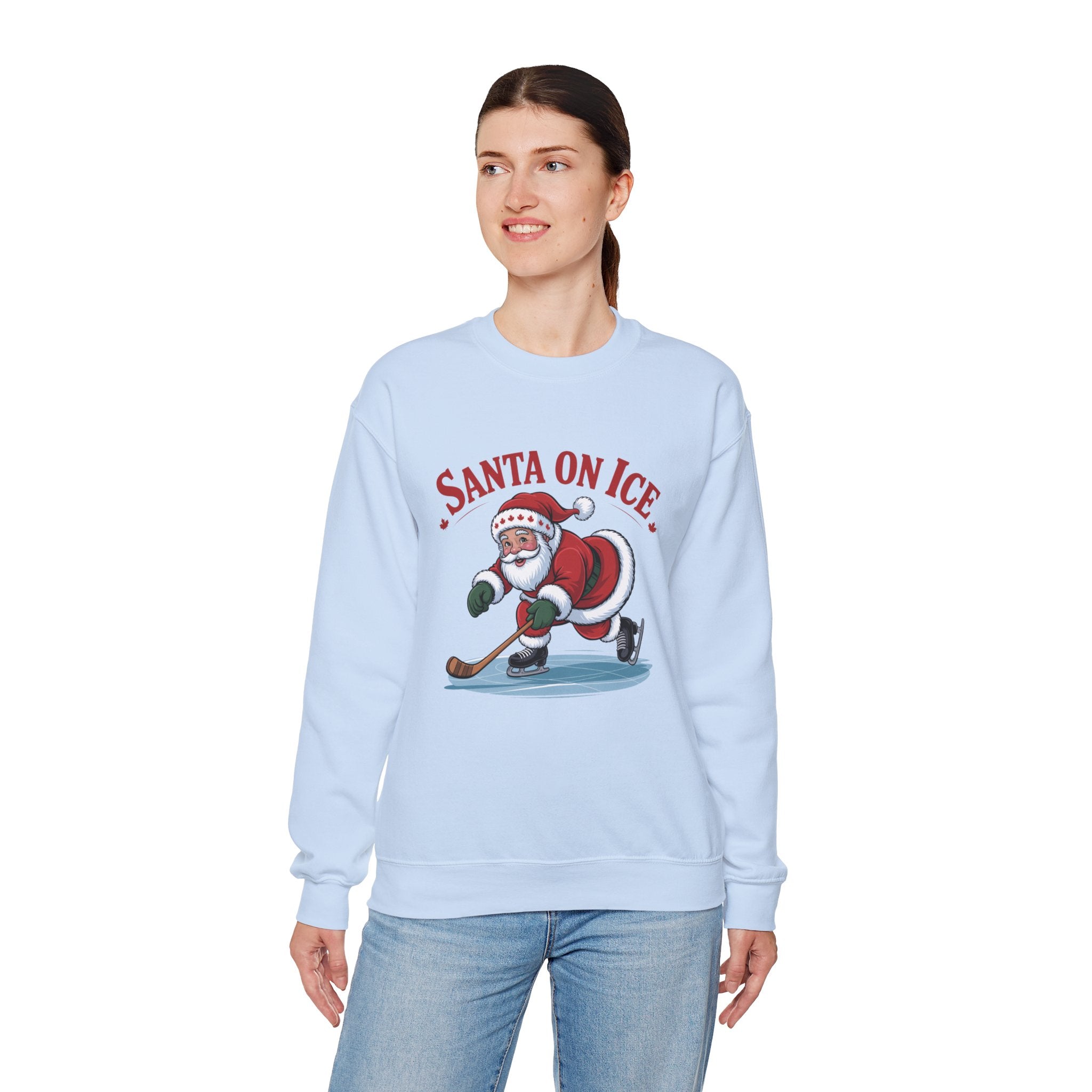Santa on Ice Sweatshirt — Funny Hockey Santa Christmas Crewneck