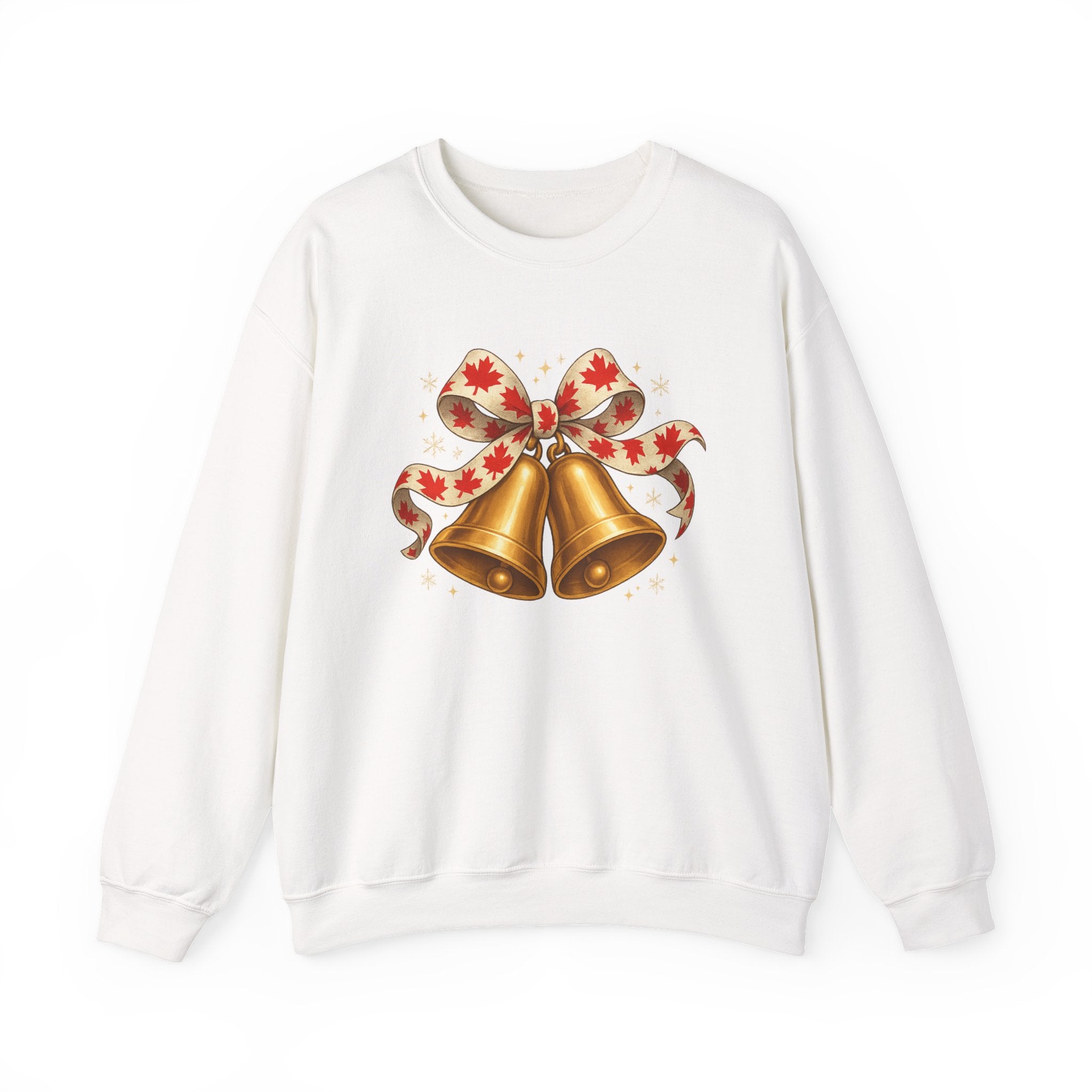 Christmas Bells Sweatshirt — Festive Maple Ribbon Holiday Crewneck