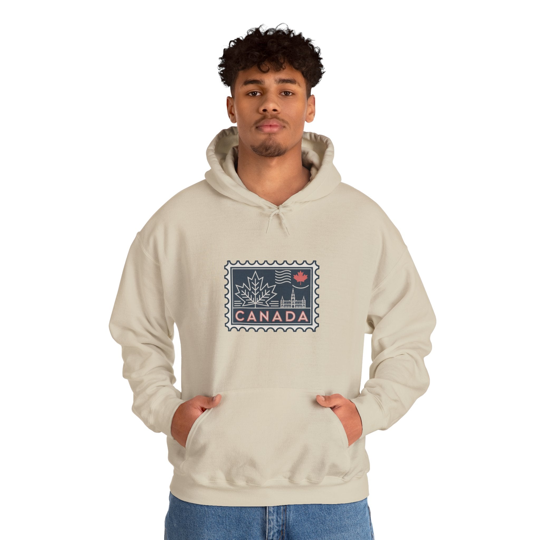 Canada Stamp Hoodie – Vintage Maple Leaf Canadian Travel Sweatshirt