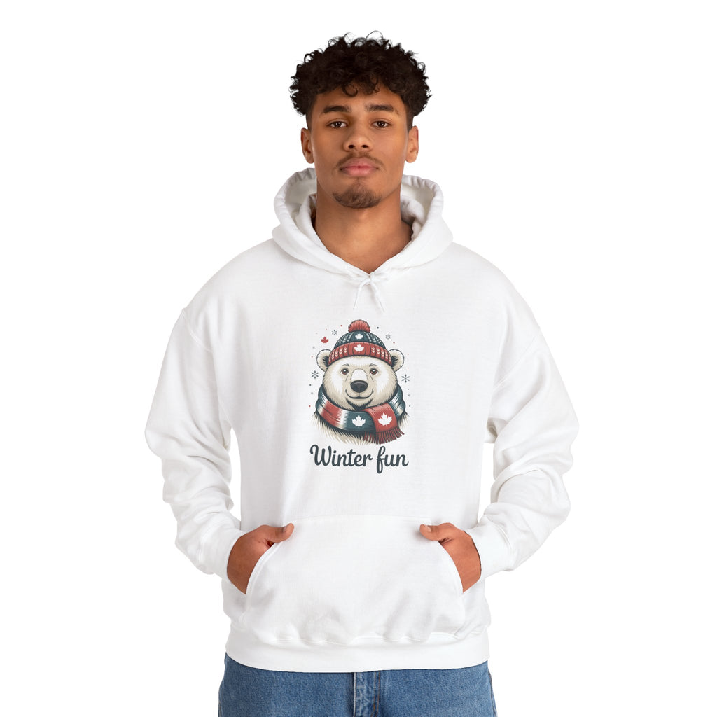 Winter Fun Polar Bear Hoodie - Cute Holiday Snowy Animal Sweatshirt