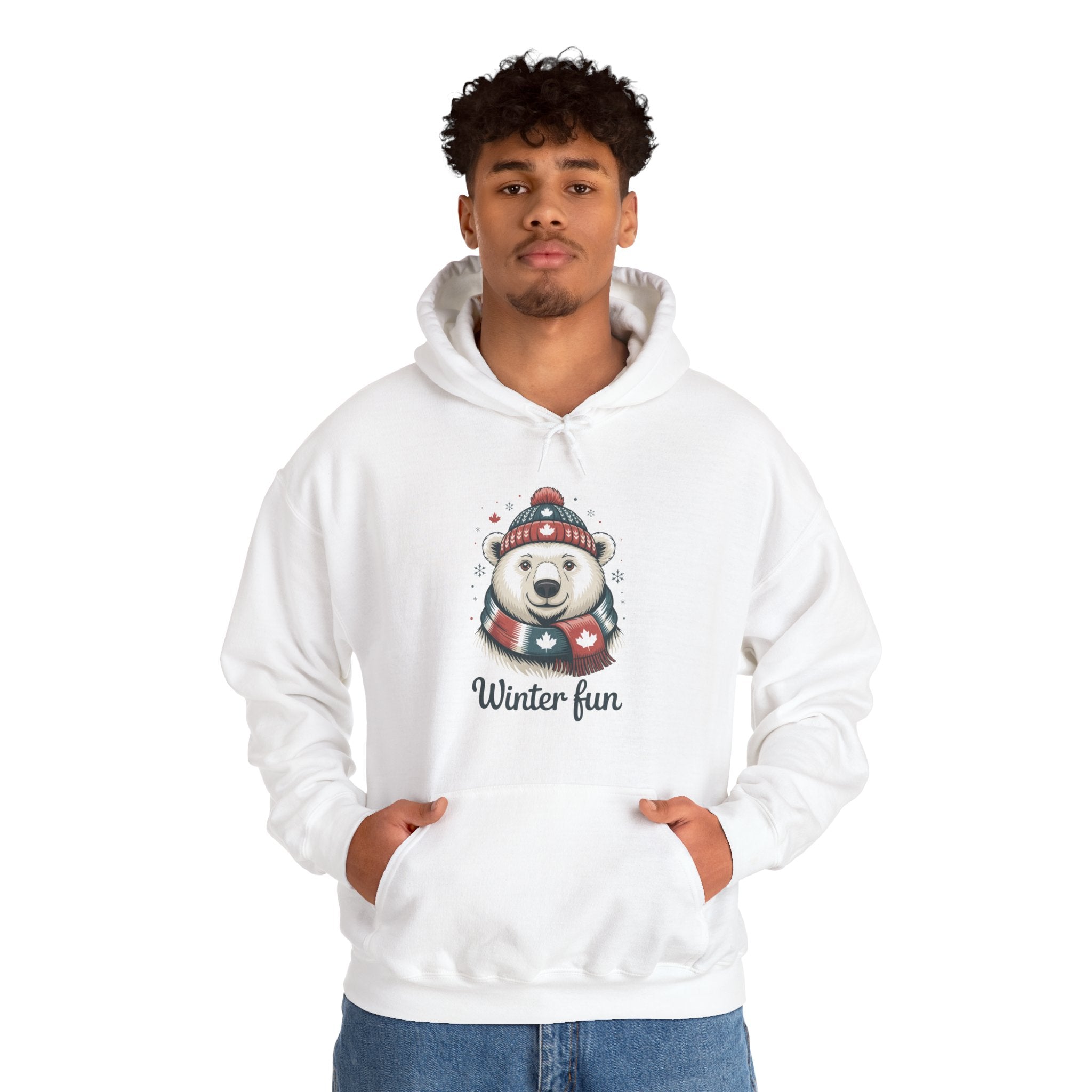 Winter Fun Polar Bear Hoodie - Cute Holiday Snowy Animal Sweatshirt