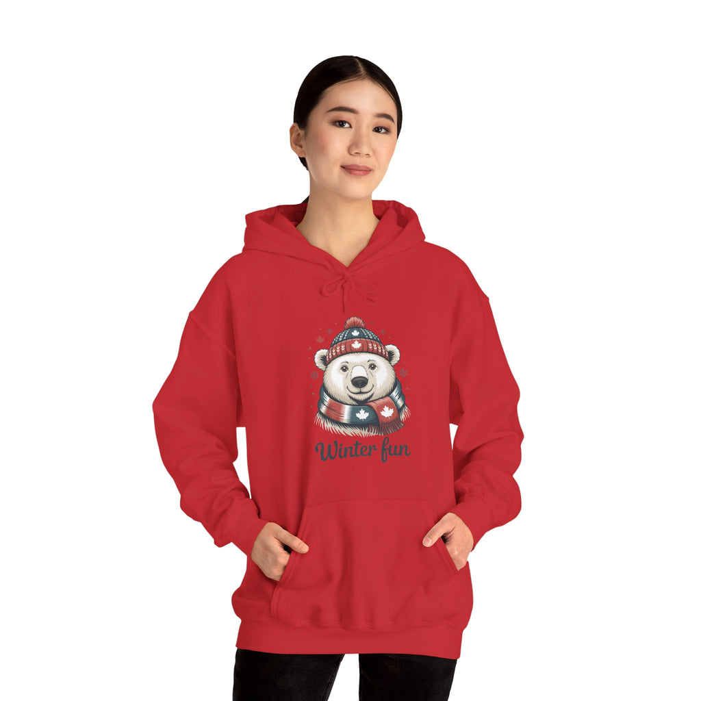 Winter Fun Polar Bear Hoodie - Cute Holiday Snowy Animal Sweatshirt
