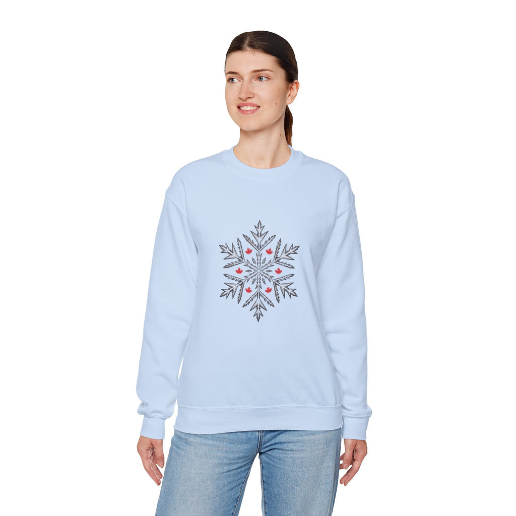 Minimal Snowflake Design with Red Berry Accents - Sweatshirt