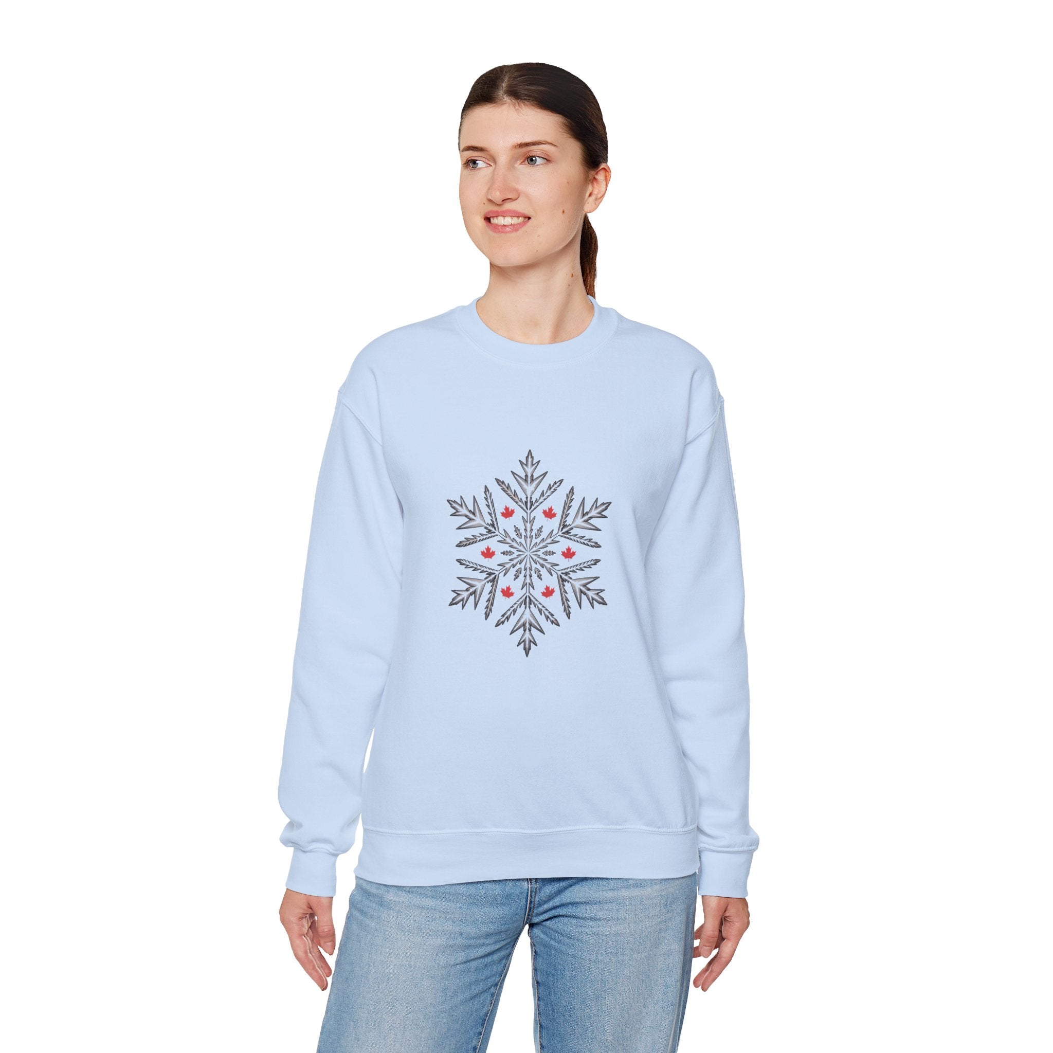 Minimal Snowflake Design with Red Berry Accents - Sweatshirt