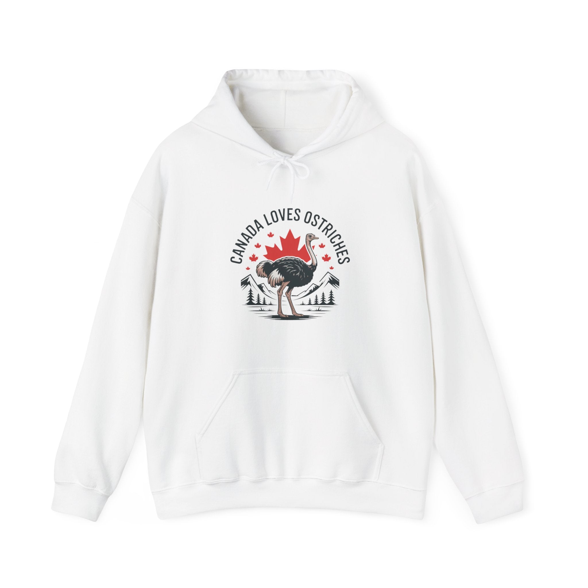 Canada Loves Ostriches Hoodie – Cute Canadian Maple Leaf Ostrich Graphic Sweatshirt