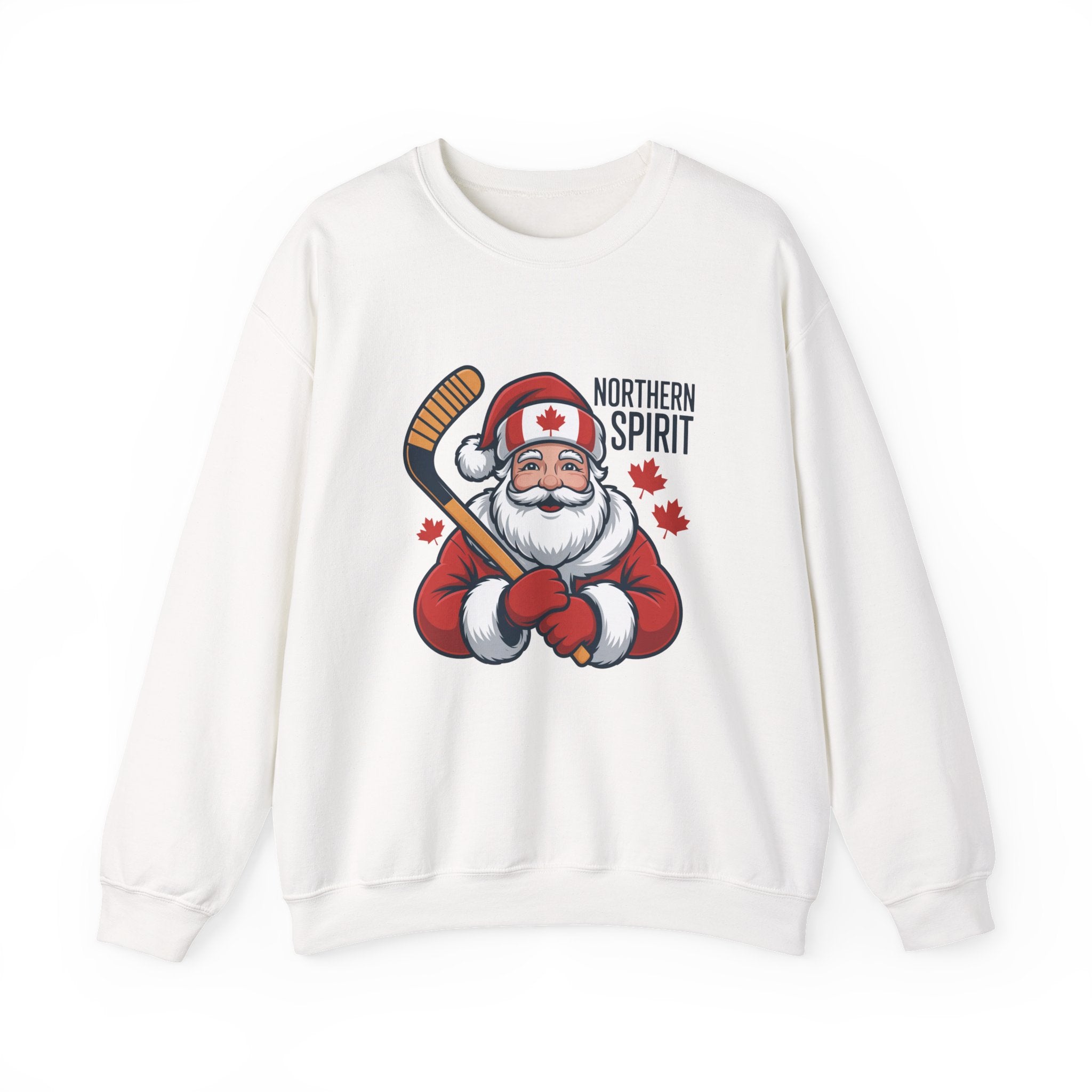 Northern Spirit Santa Hockey Sweatshirt – Canadian Maple Leaf Holiday Crewneck