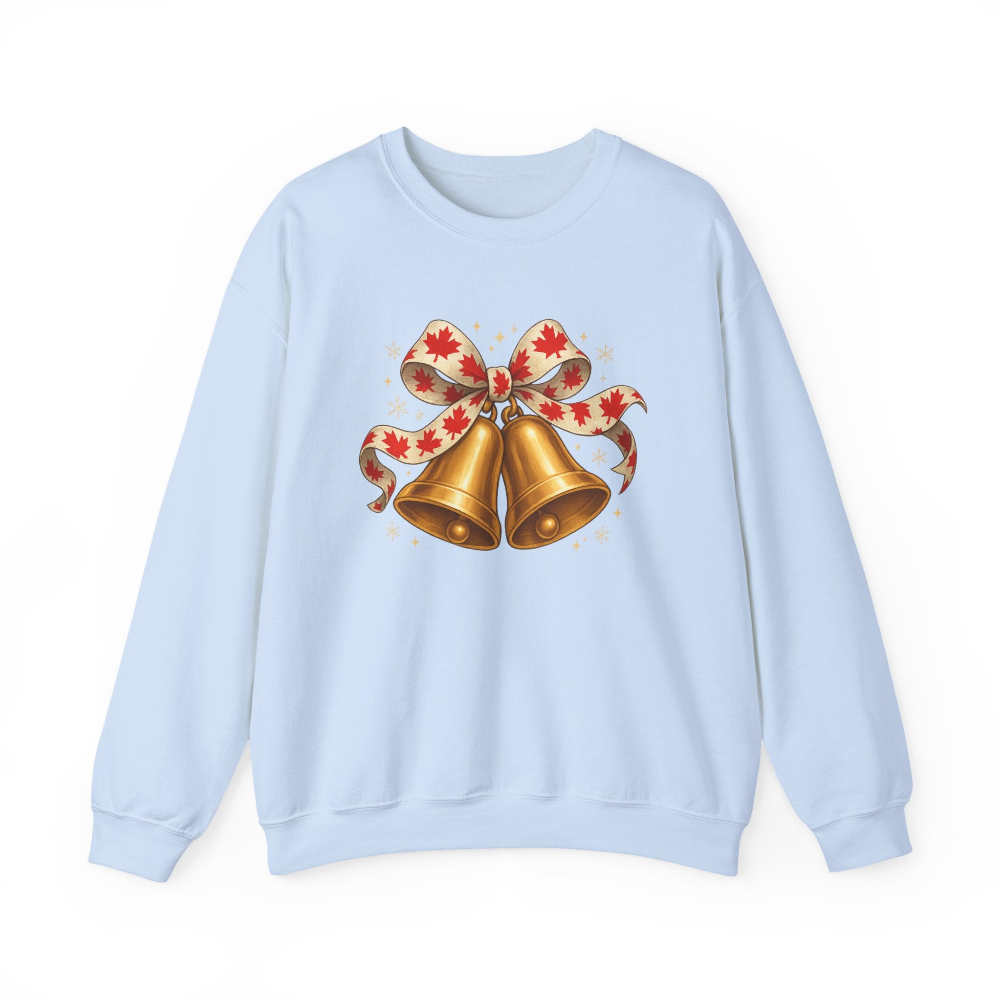 Christmas Bells Sweatshirt — Festive Maple Ribbon Holiday Crewneck