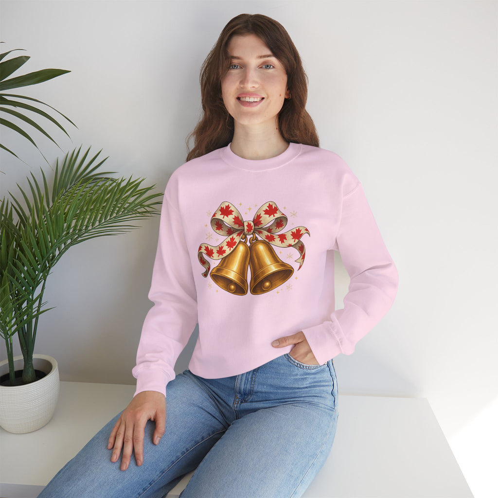 Christmas Bells Sweatshirt — Festive Maple Ribbon Holiday Crewneck