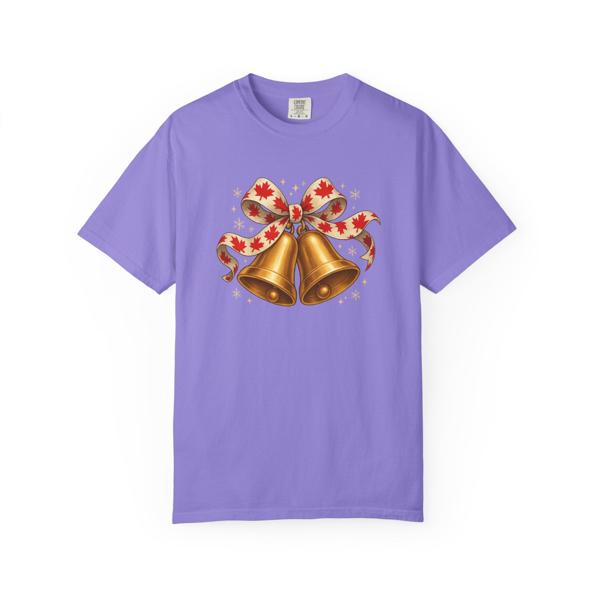 Cozy Christmas Bells T-Shirt | Festive Maple Pride Tee with Vintage Garment-Dyed Comfort