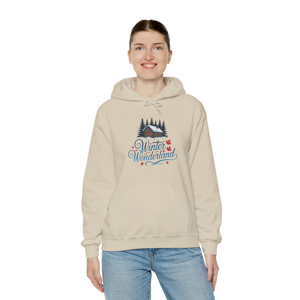 Winter Wonderland Hoodie — Cozy Cabin Snow Scene Hooded Sweatshirt