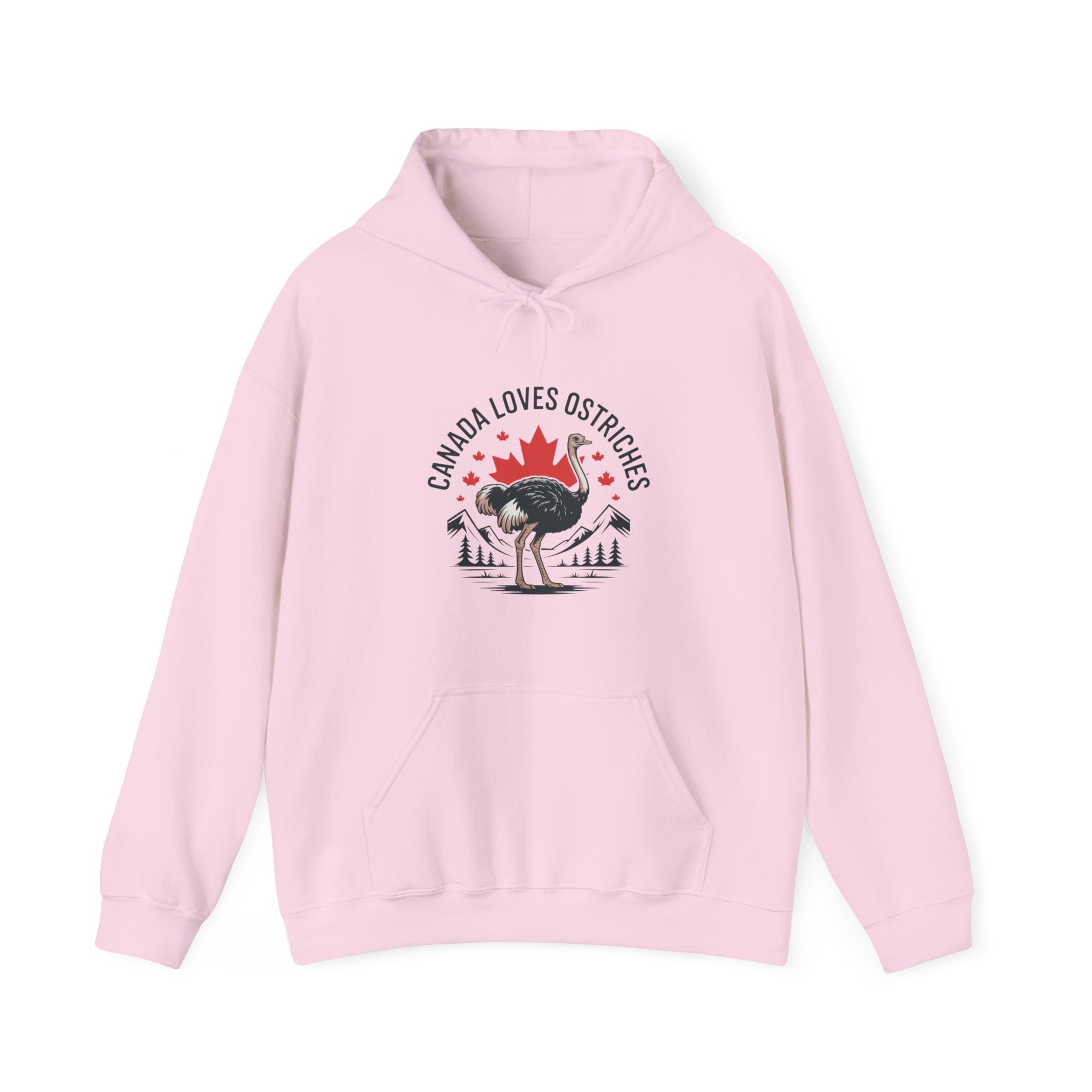 Canada Loves Ostriches Hoodie – Cute Canadian Maple Leaf Ostrich Graphic Sweatshirt