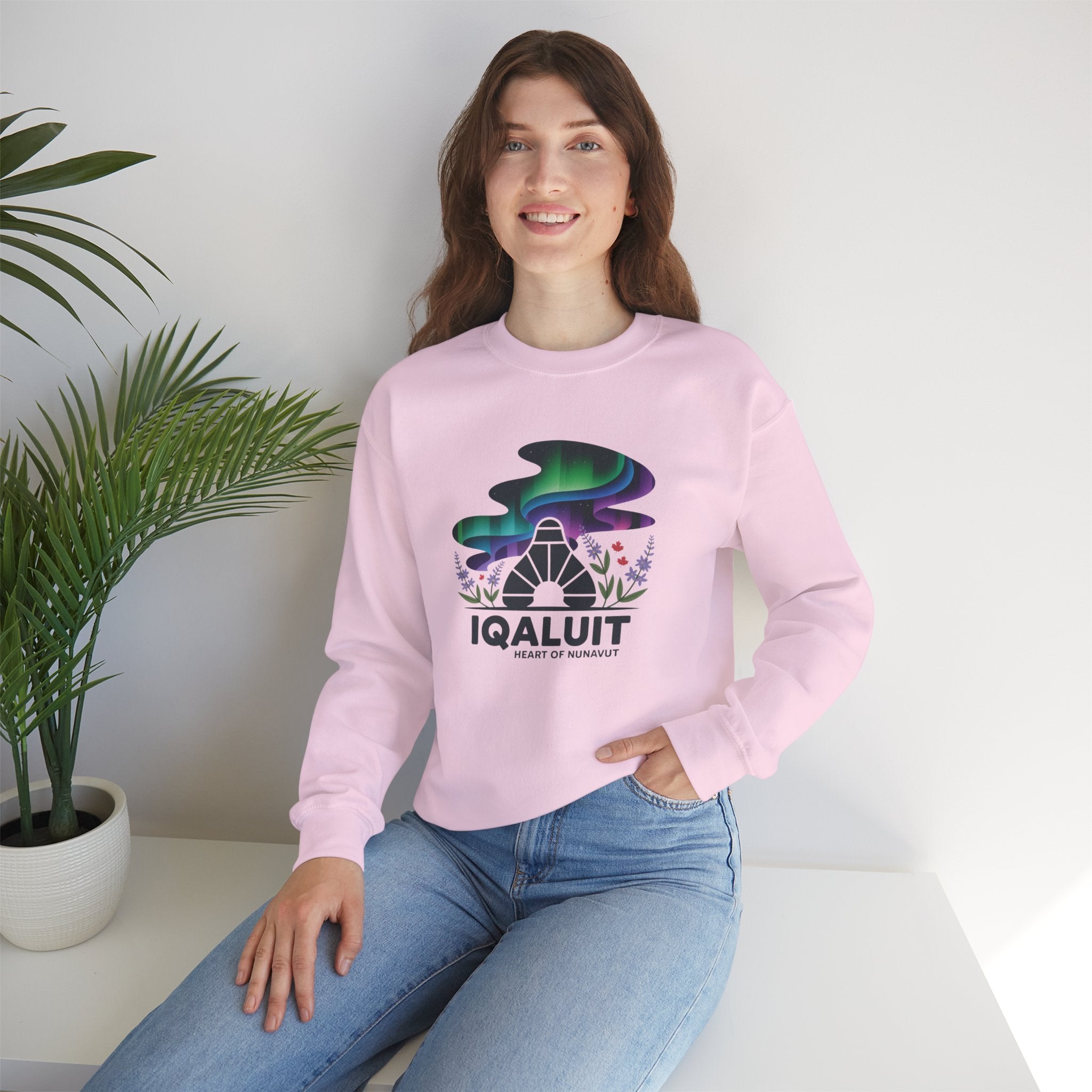 Iqaluit Northern Lights Sweatshirt – Heart of Nunavut Souvenir Crewneck