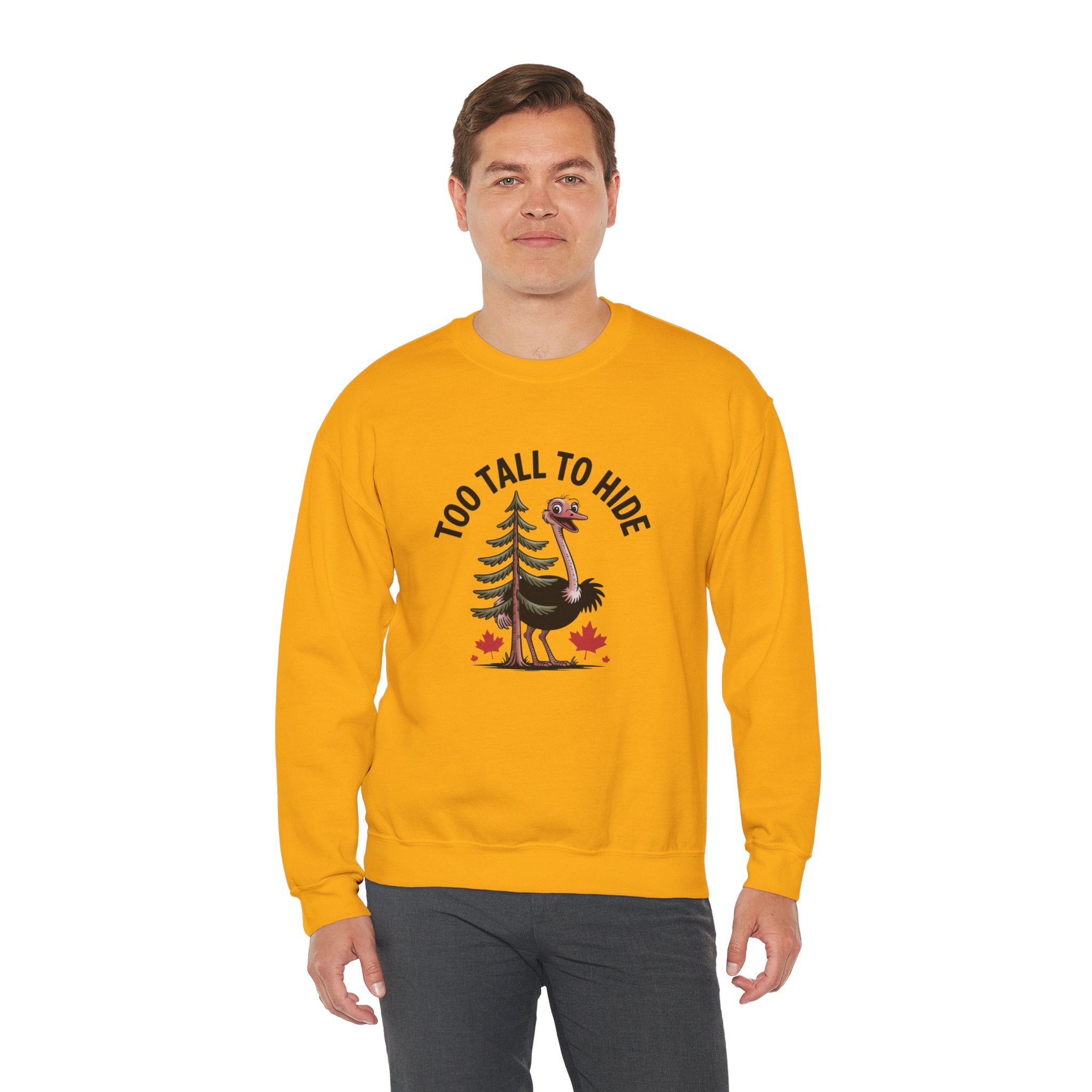 "Too Tall To Hide" Moose & Pine Tree Graphic - Crewneck Sweatshirt