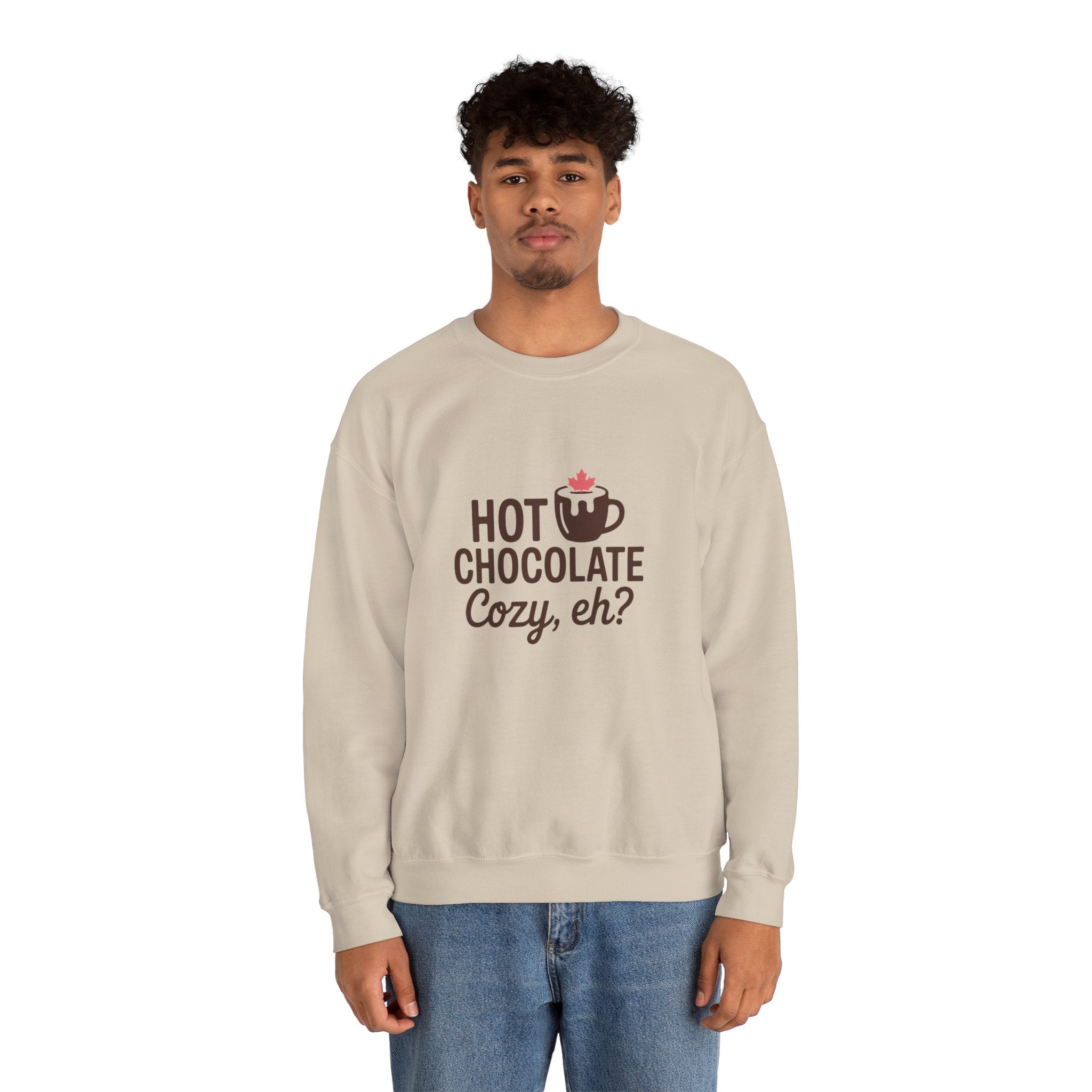 Hot Chocolate Cozy Crewneck Sweatshirt — "Hot Chocolate Cozy, eh?" Winter Pullover