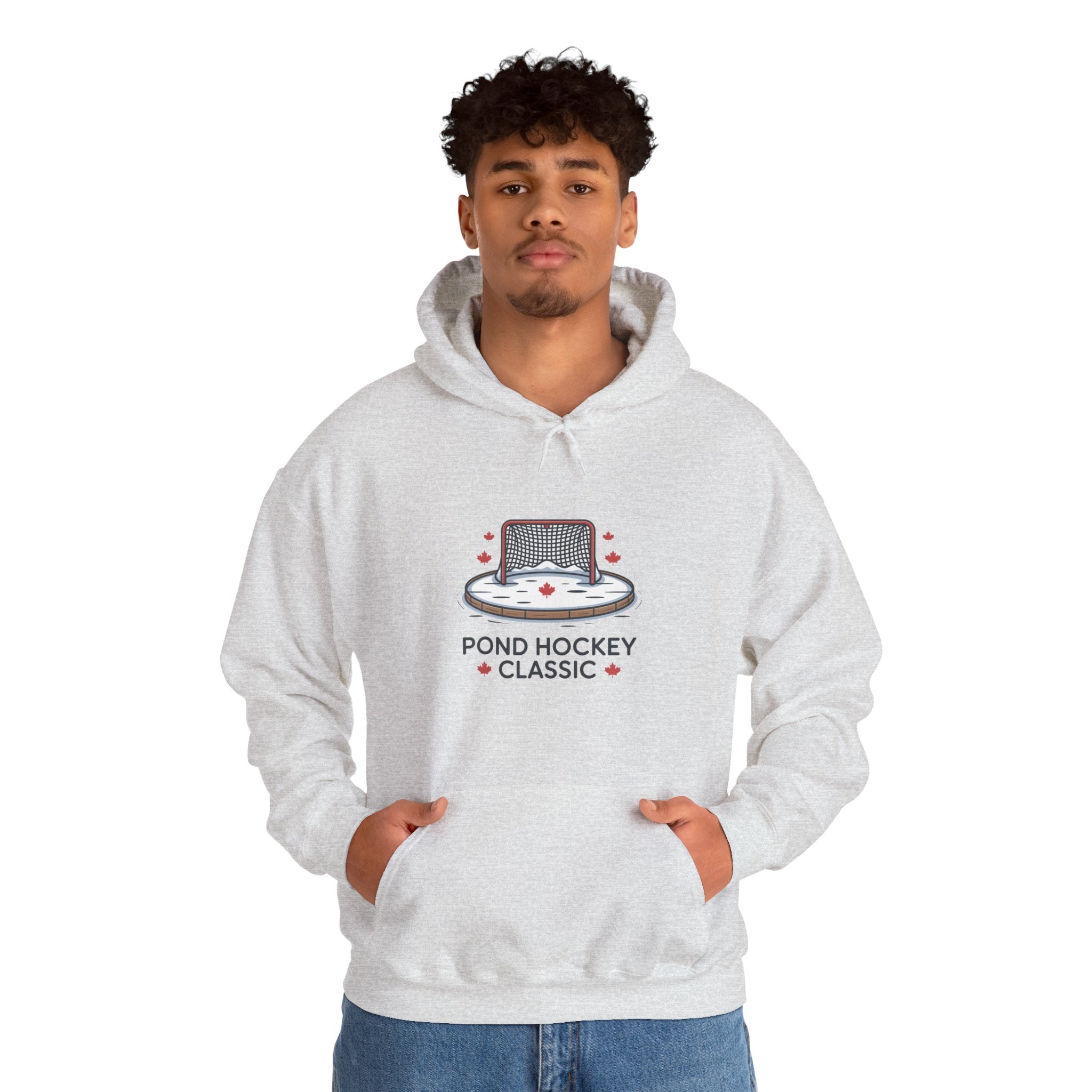 Pond Hockey Classic Hoodie — Vintage Ice Rink Hockey Sweatshirt