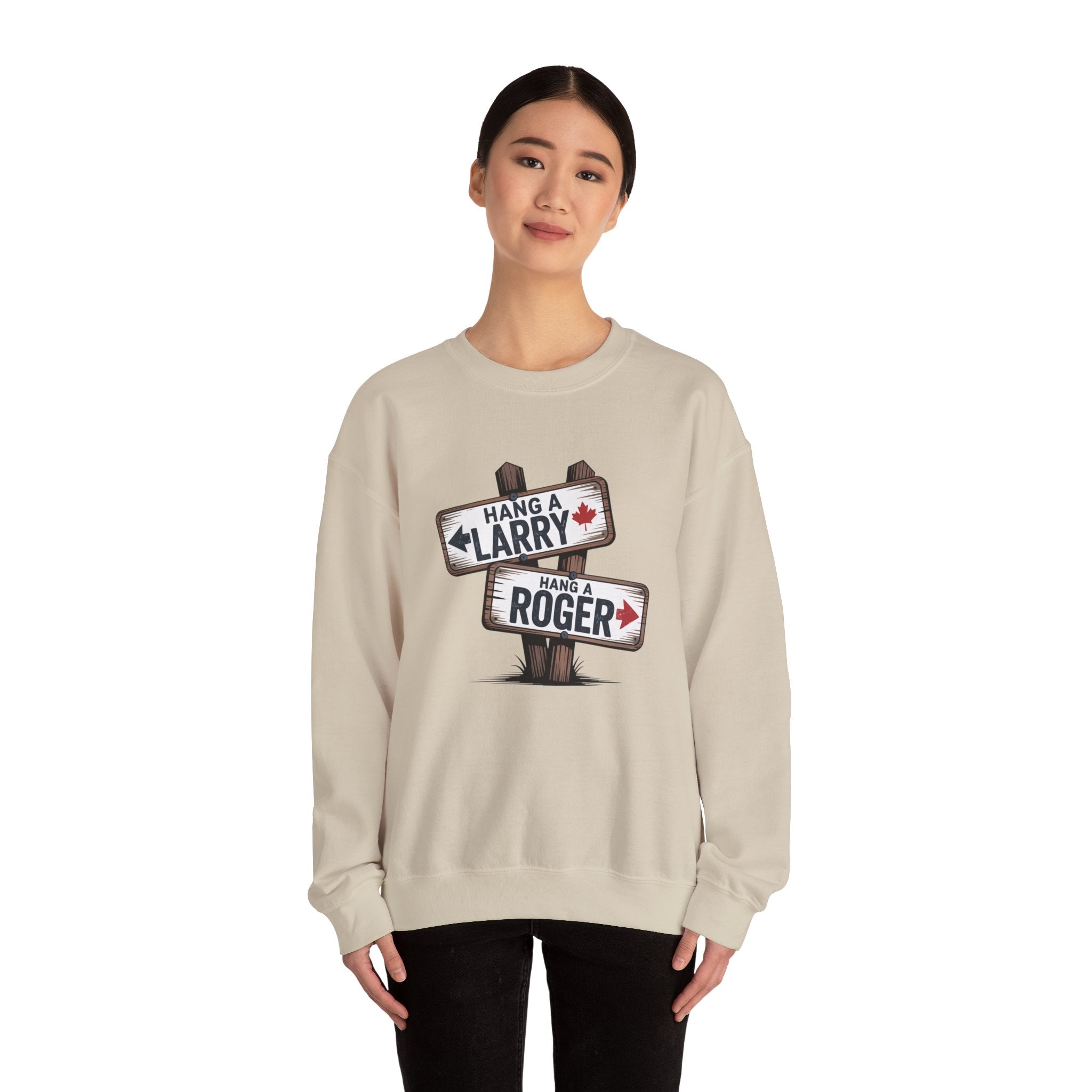 "Hang a Larry, Hang a Roger" Road Sign Graphic Sweatshirt