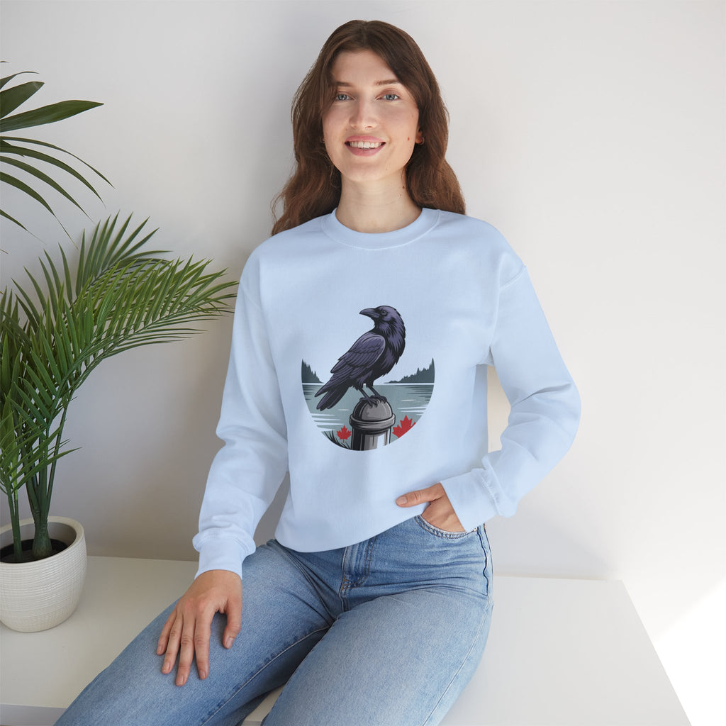 Raven by the Lake Crewneck Sweatshirt — Scenic Nature Graphic