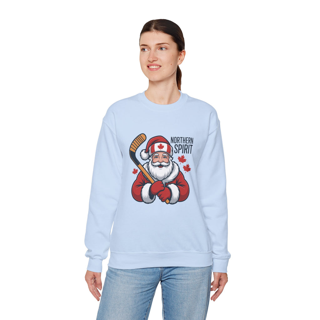 Northern Spirit Santa Hockey Sweatshirt – Canadian Maple Leaf Holiday Crewneck