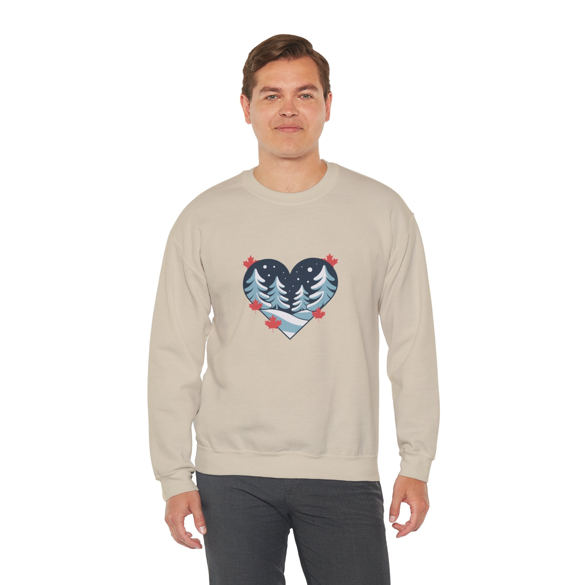 Winter Forest Heart Sweatshirt — Cozy Christmas Crewneck