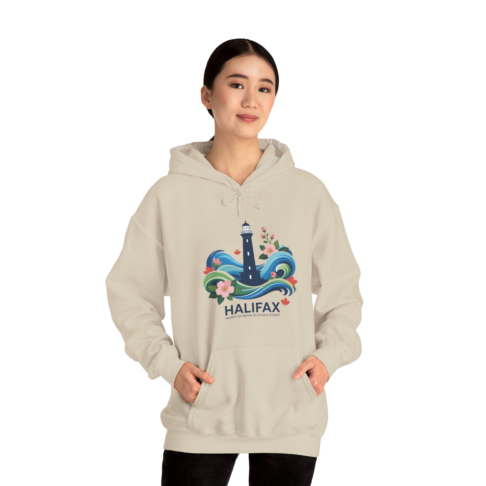 Halifax Lighthouse Hoodie — Coastal Floral Nova Scotia Sweatshirt