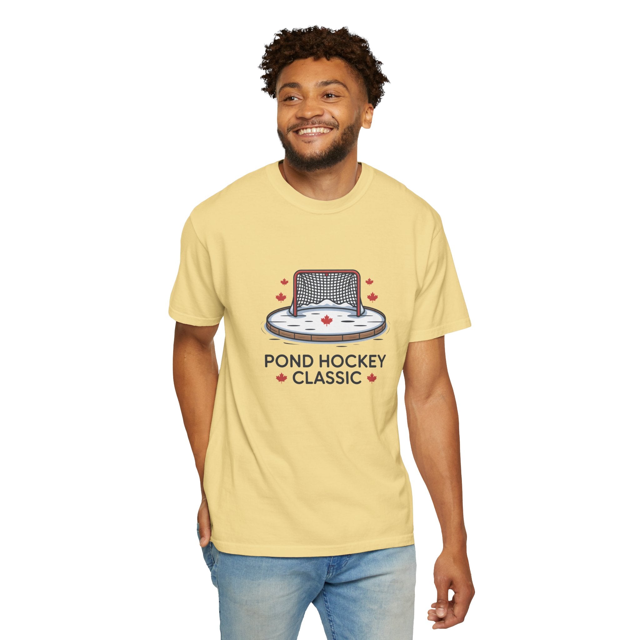 Pond Hockey Classic T-Shirt — Retro Ice Rink Hockey Graphic Tee