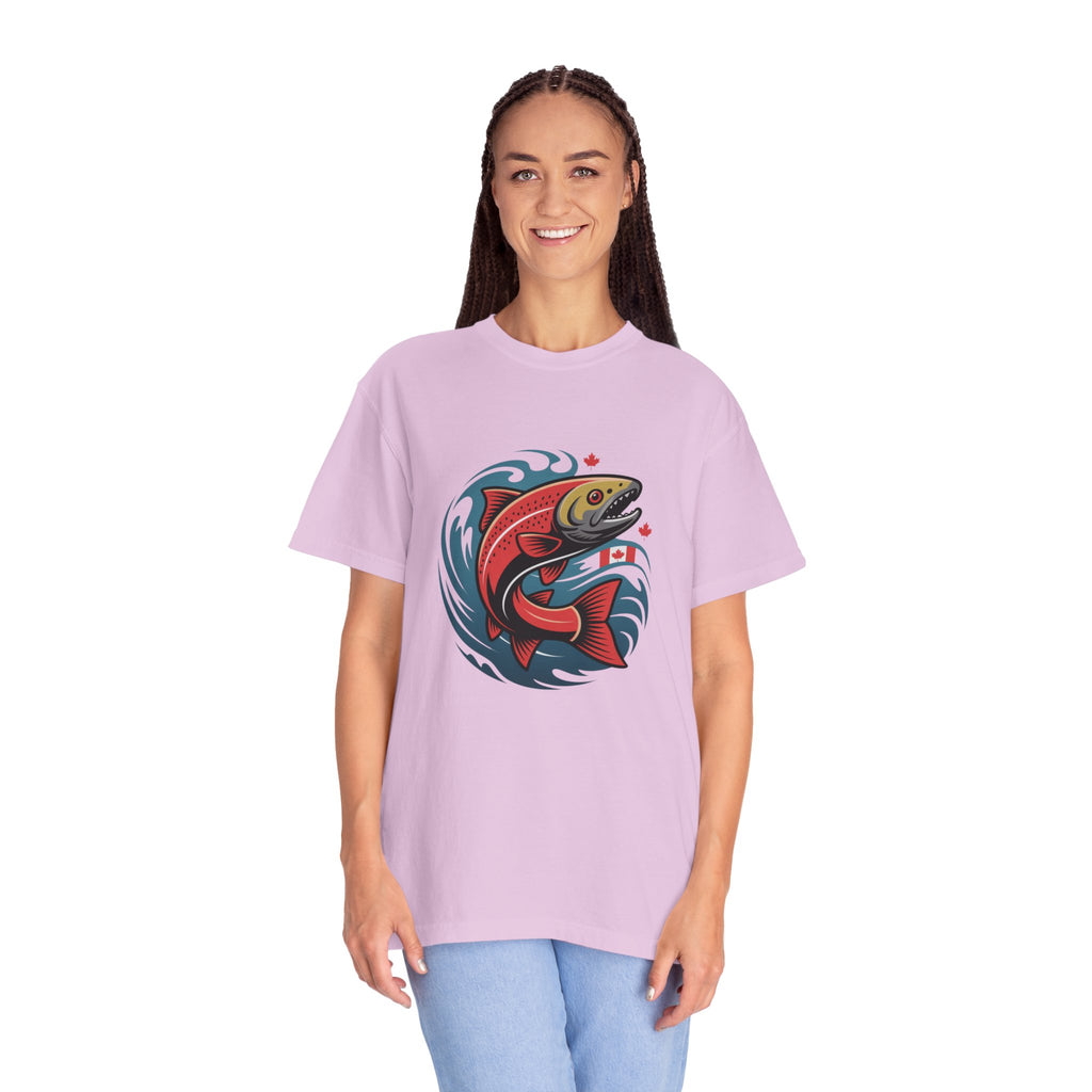 Salmon Wave T‑Shirt — Retro Fishing Graphic Tee