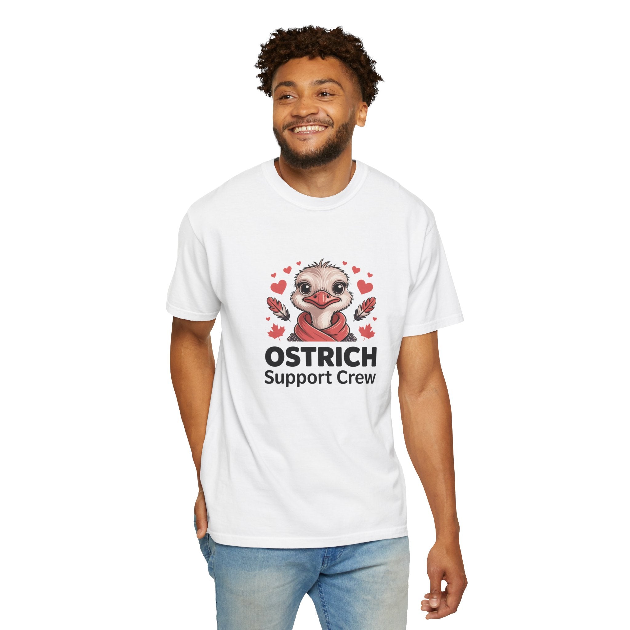 Ostrich Support Crew T-Shirt — Cute Ostrich Valentine Tee