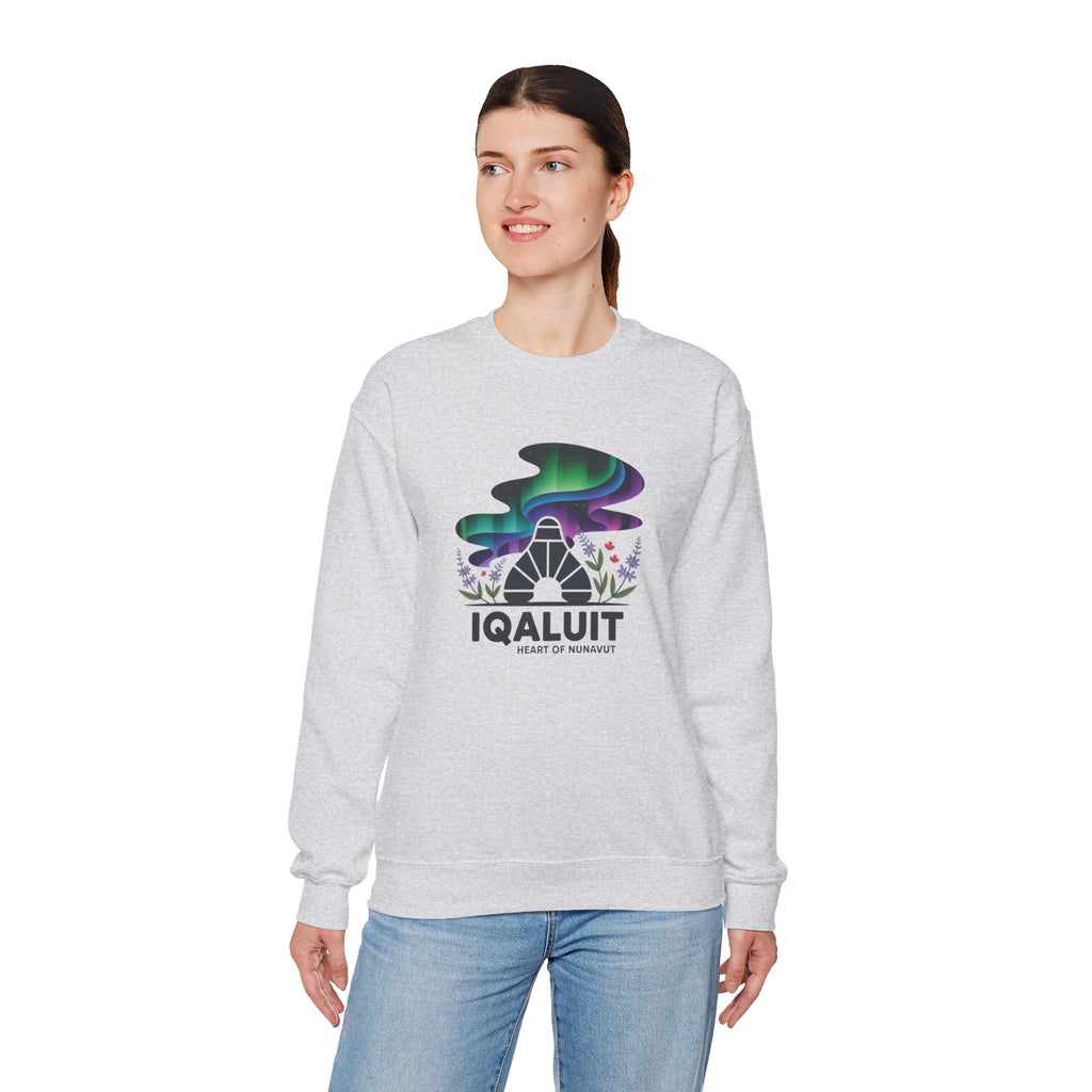 Iqaluit Northern Lights Sweatshirt – Heart of Nunavut Souvenir Crewneck