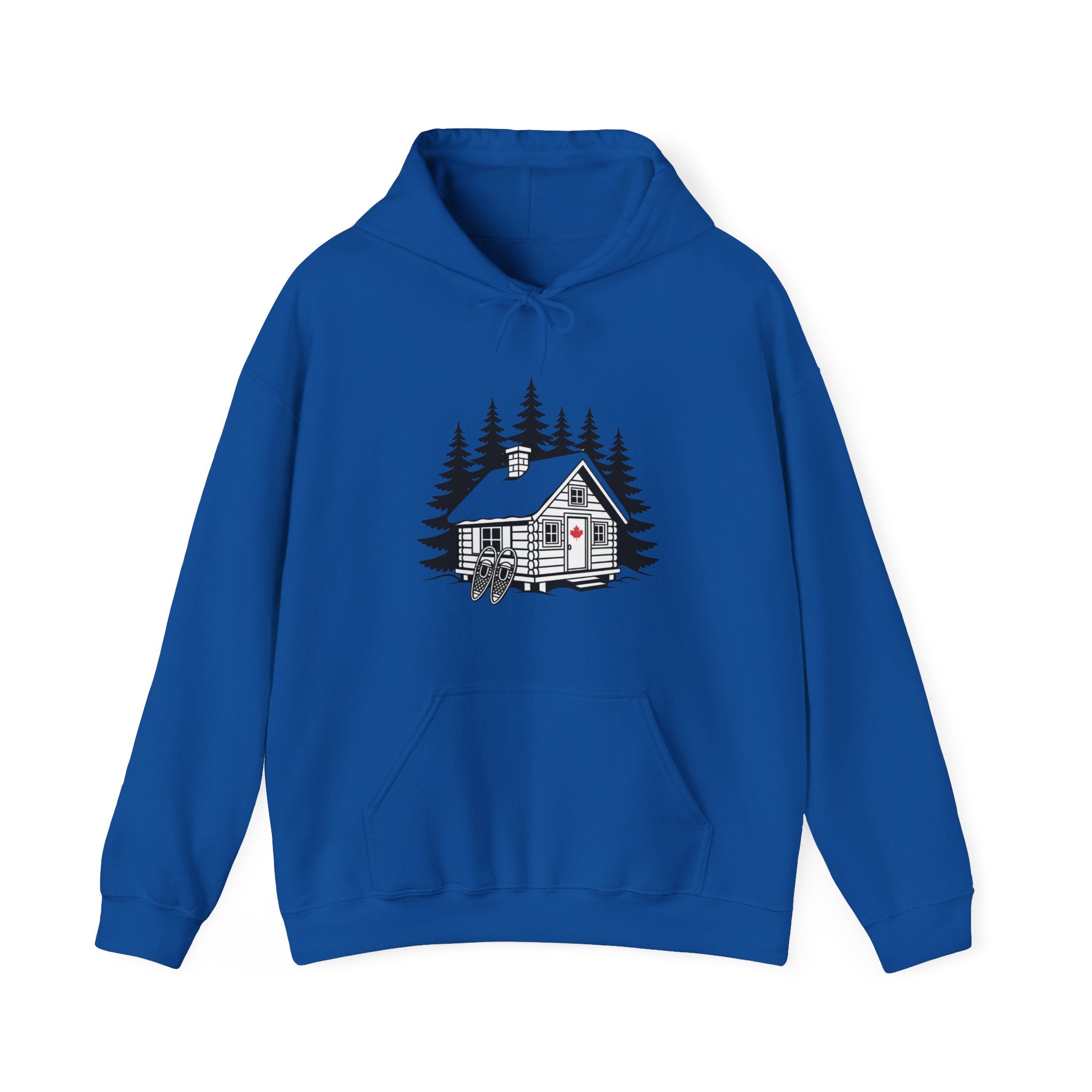 Cabin in the Pines Hoodie – Cozy Woodland Cabin Sweatshirt with Red Door