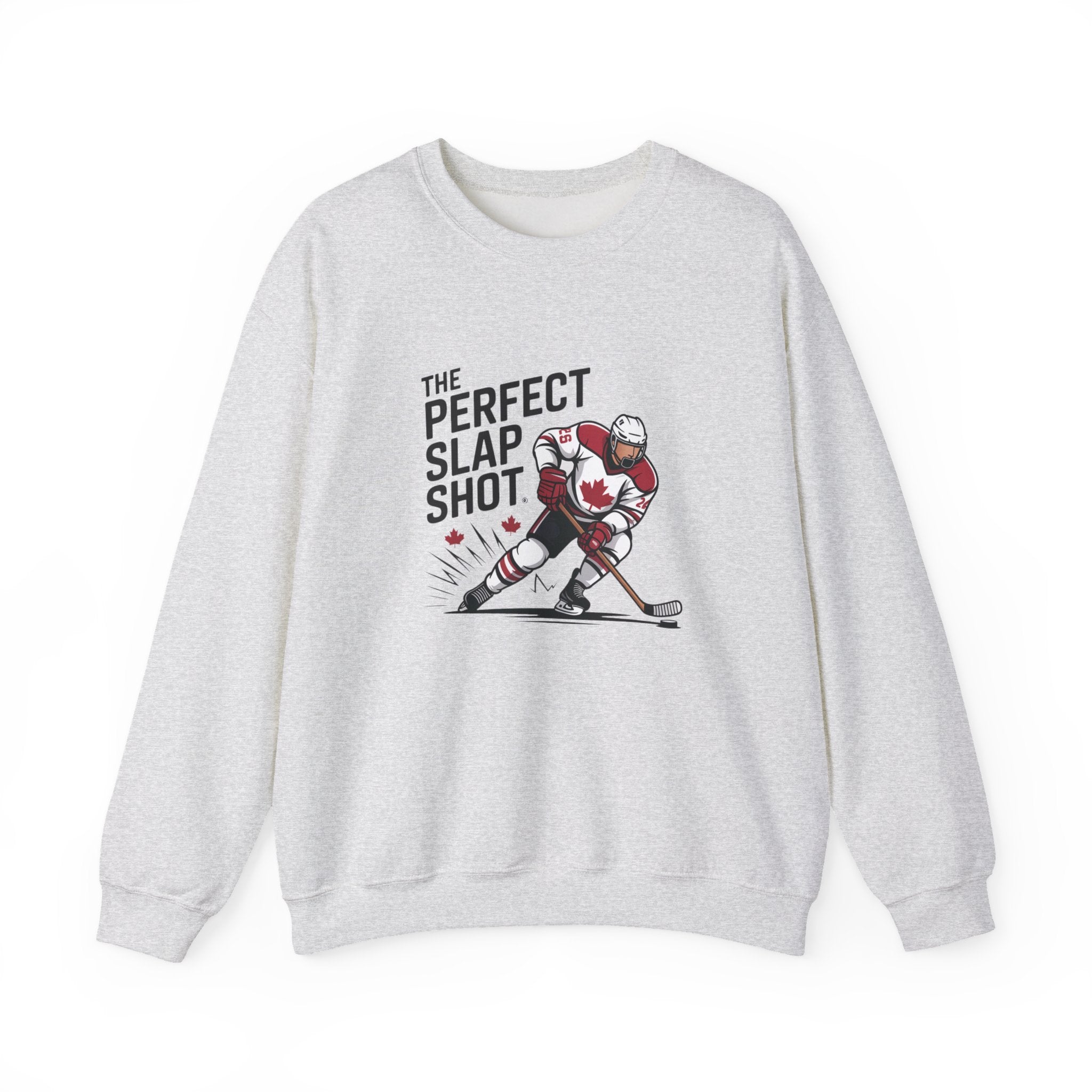 Hockey Slap Shot Sweatshirt — "The Perfect Slap Shot" Crewneck for Players & Fans