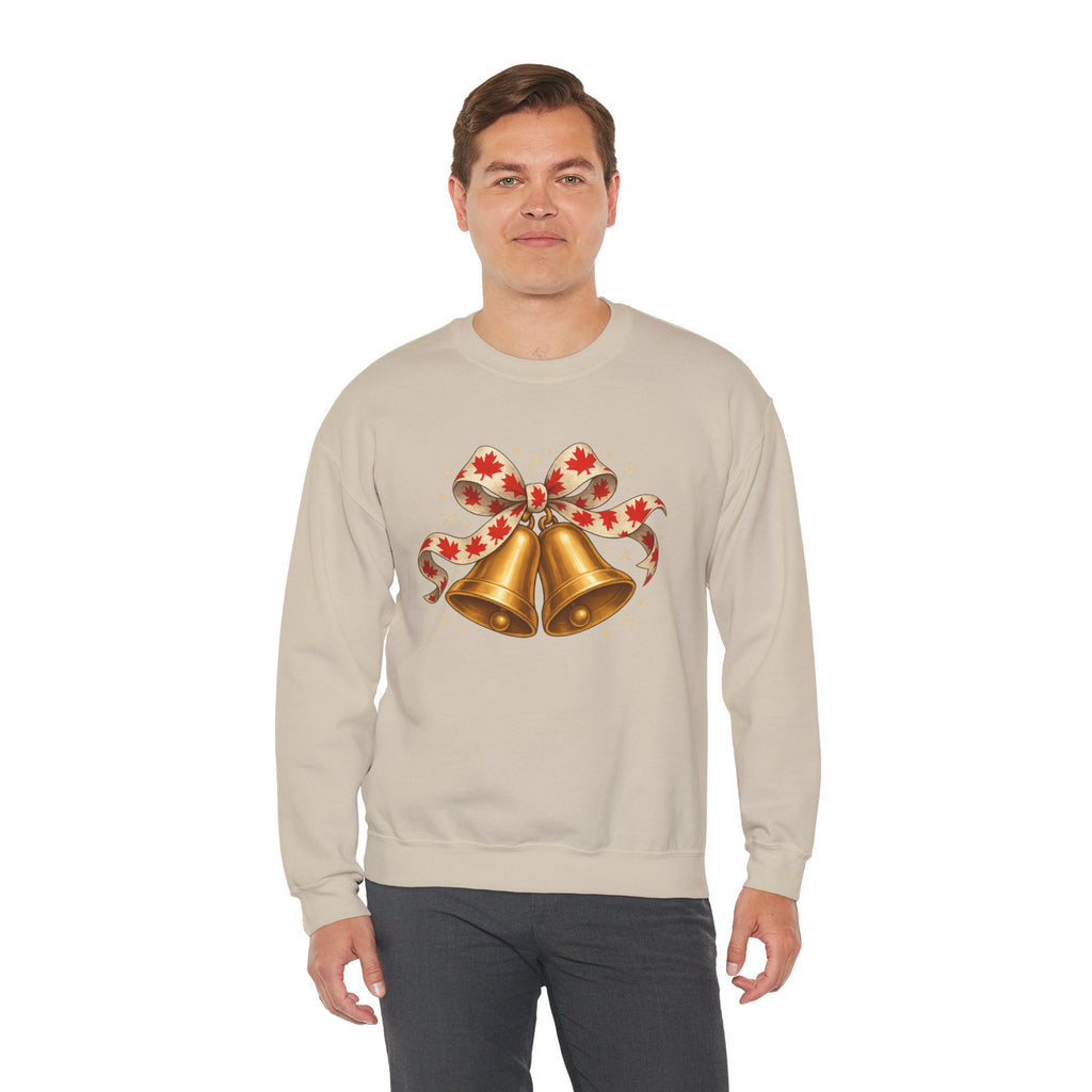 Christmas Bells Sweatshirt — Festive Maple Ribbon Holiday Crewneck