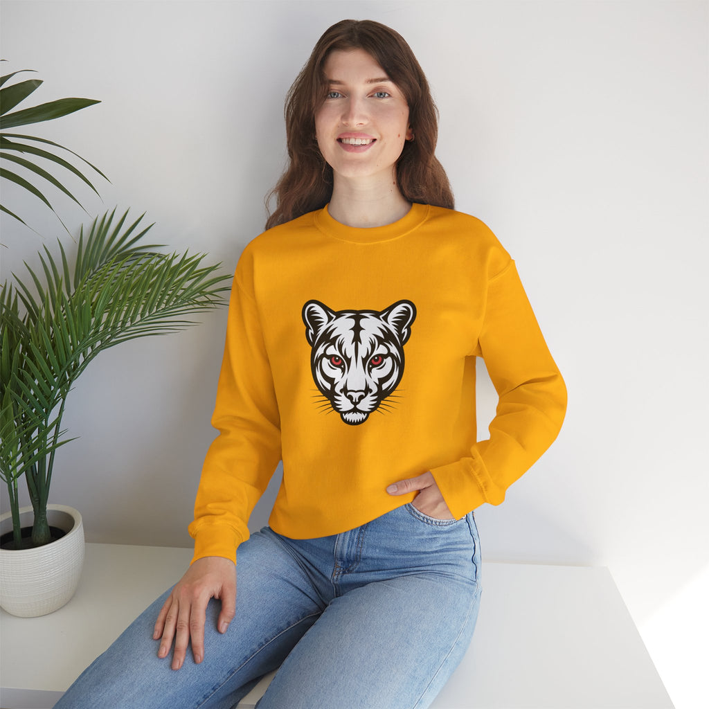Cougar Face Crewneck Sweatshirt — Minimal Graphic