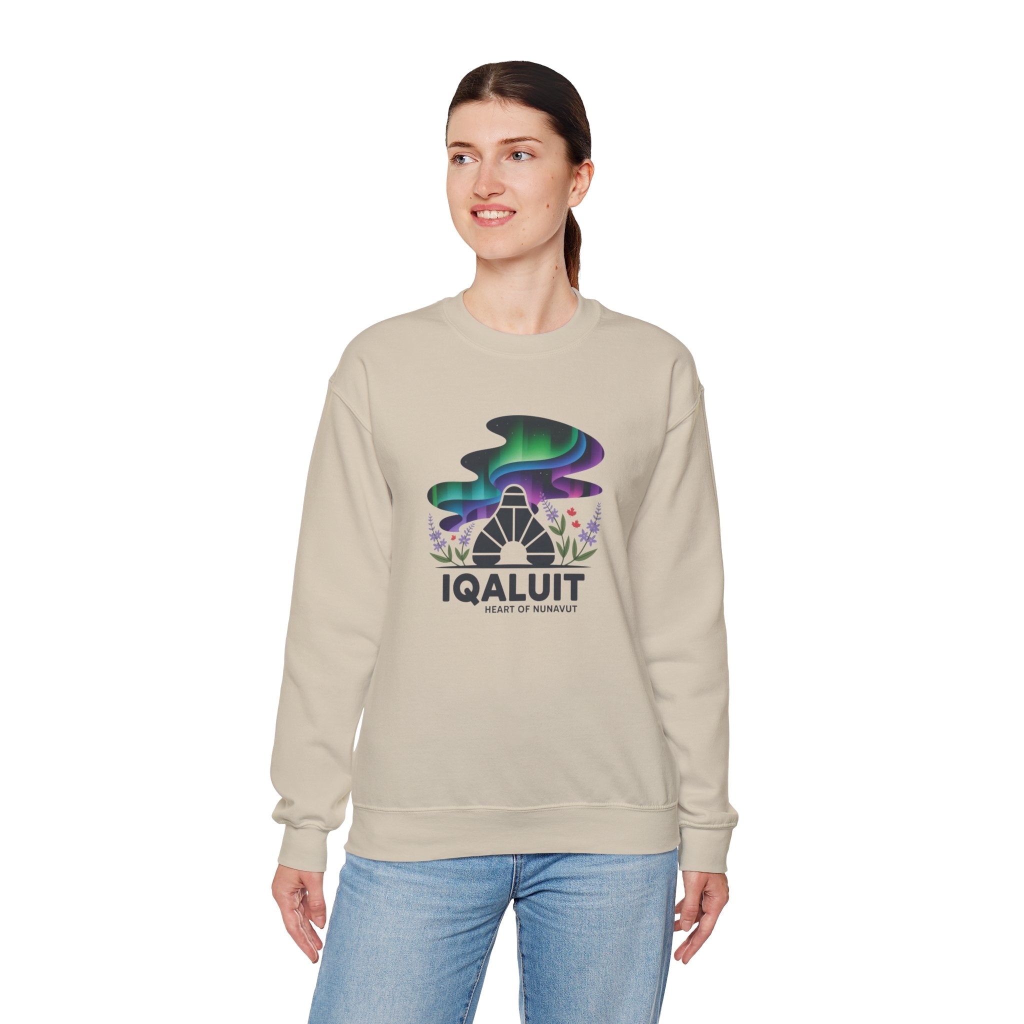 Iqaluit Northern Lights Sweatshirt – Heart of Nunavut Souvenir Crewneck