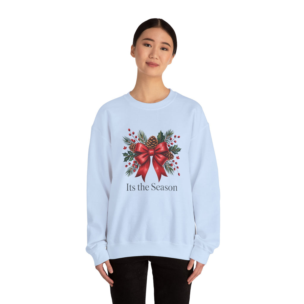 Holiday Bow Sweatshirt — "It's the Season" Christmas Crewneck