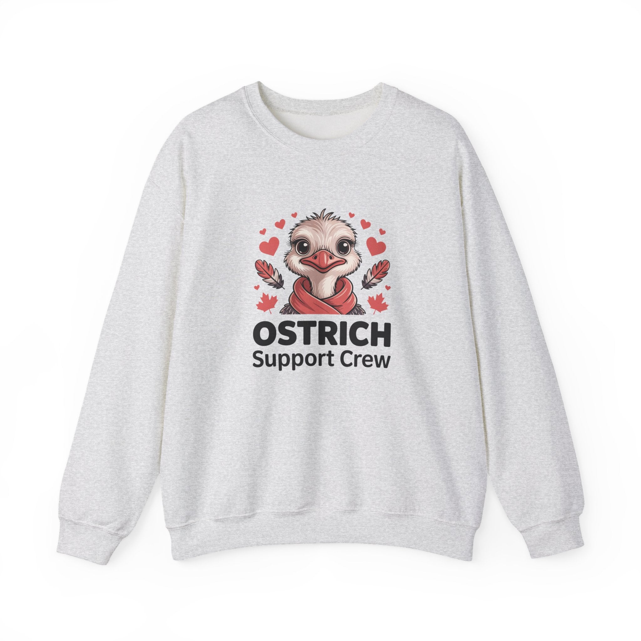 Ostrich Support Crew Sweatshirt — Cute Valentine’s Day Animal Graphic Crewneck