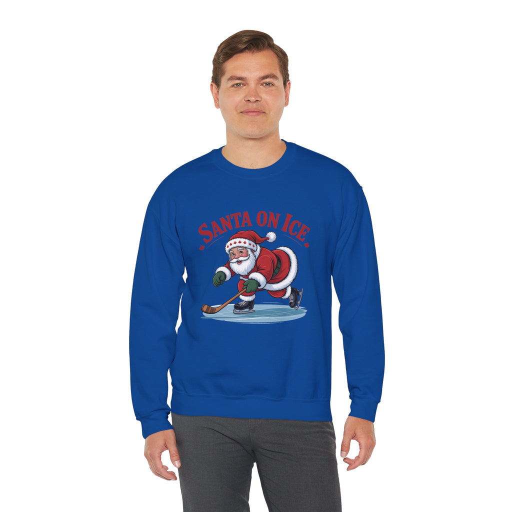 Santa on Ice Sweatshirt — Funny Hockey Santa Christmas Crewneck