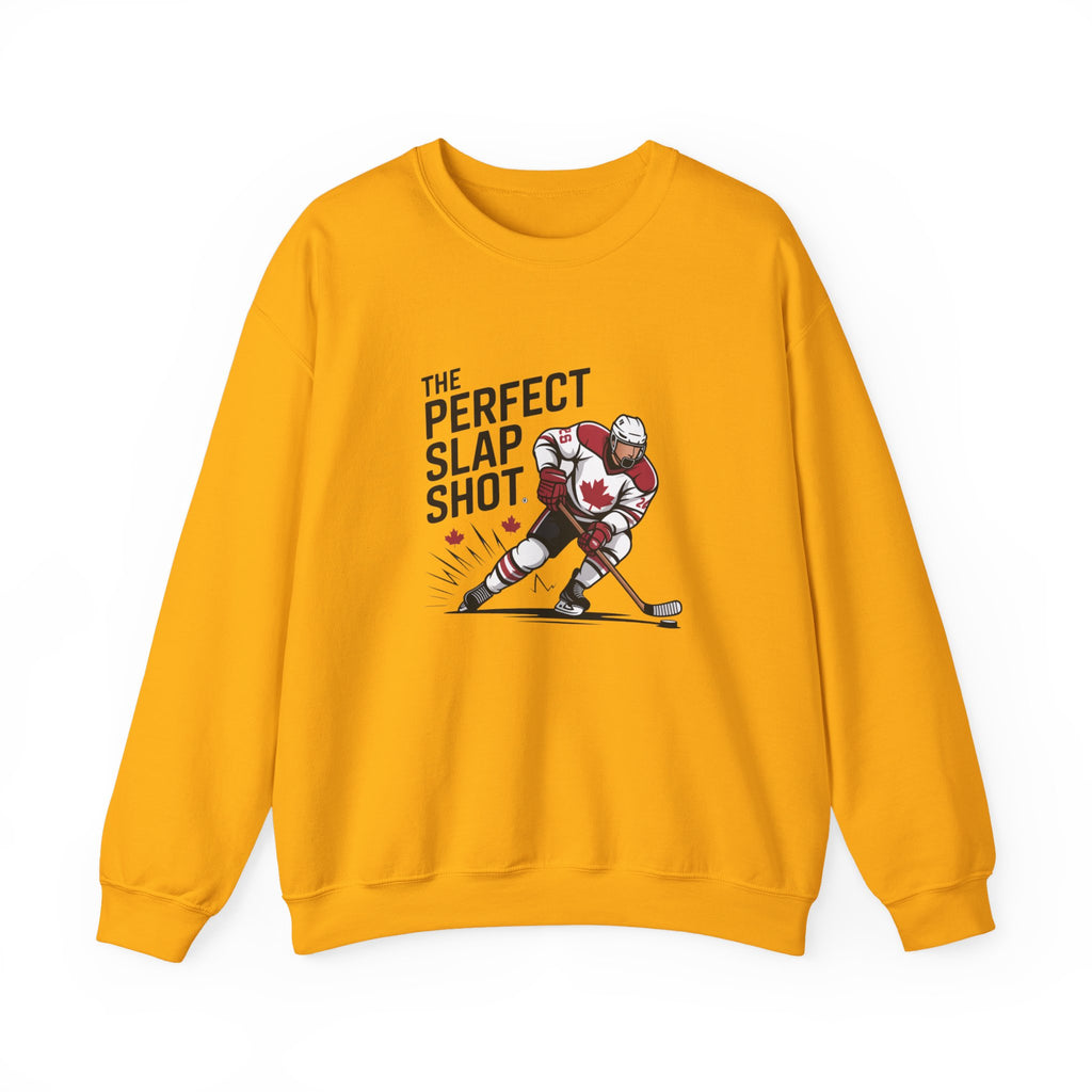Hockey Slap Shot Sweatshirt — "The Perfect Slap Shot" Crewneck for Players & Fans