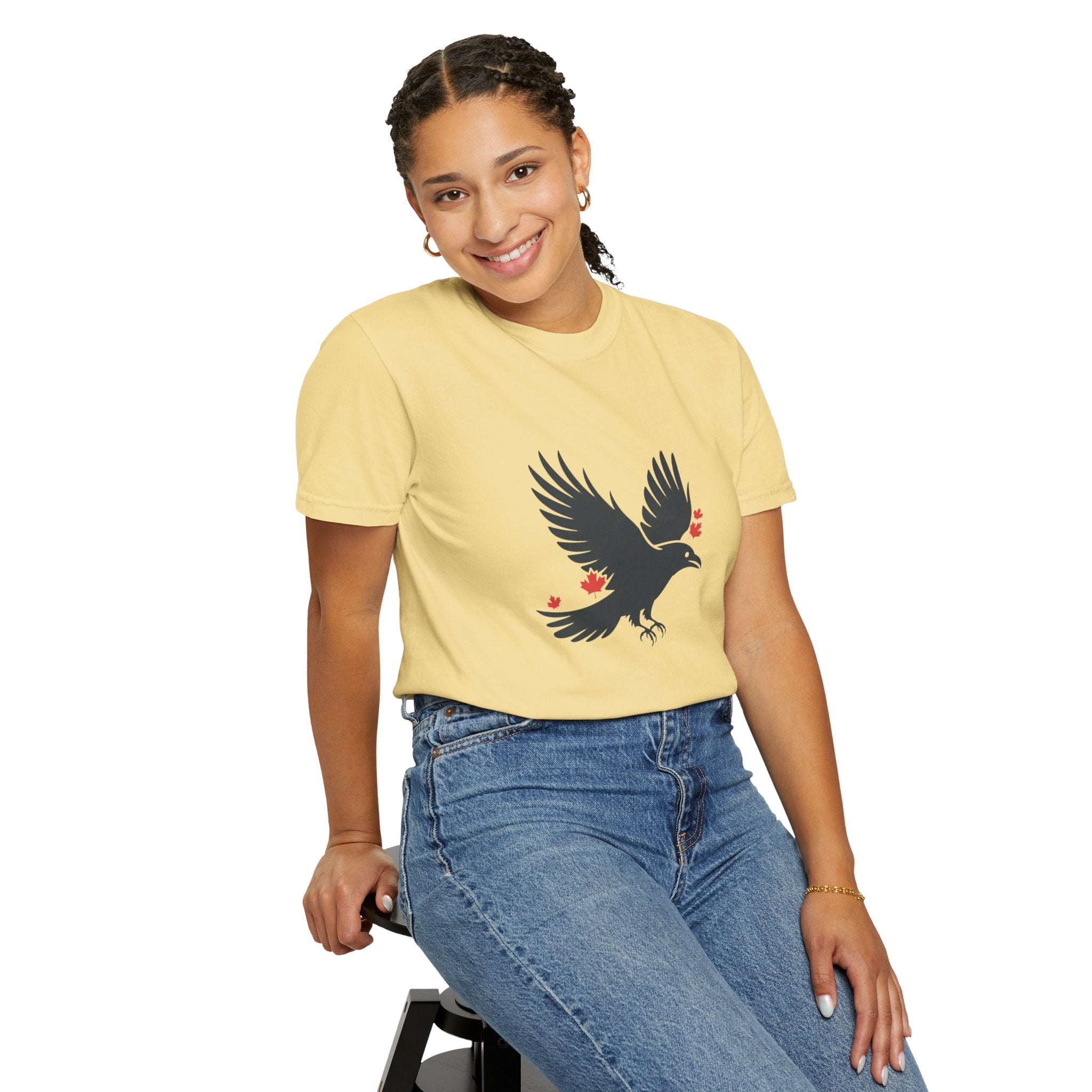 Raven with Red Maple Leaves T-Shirt