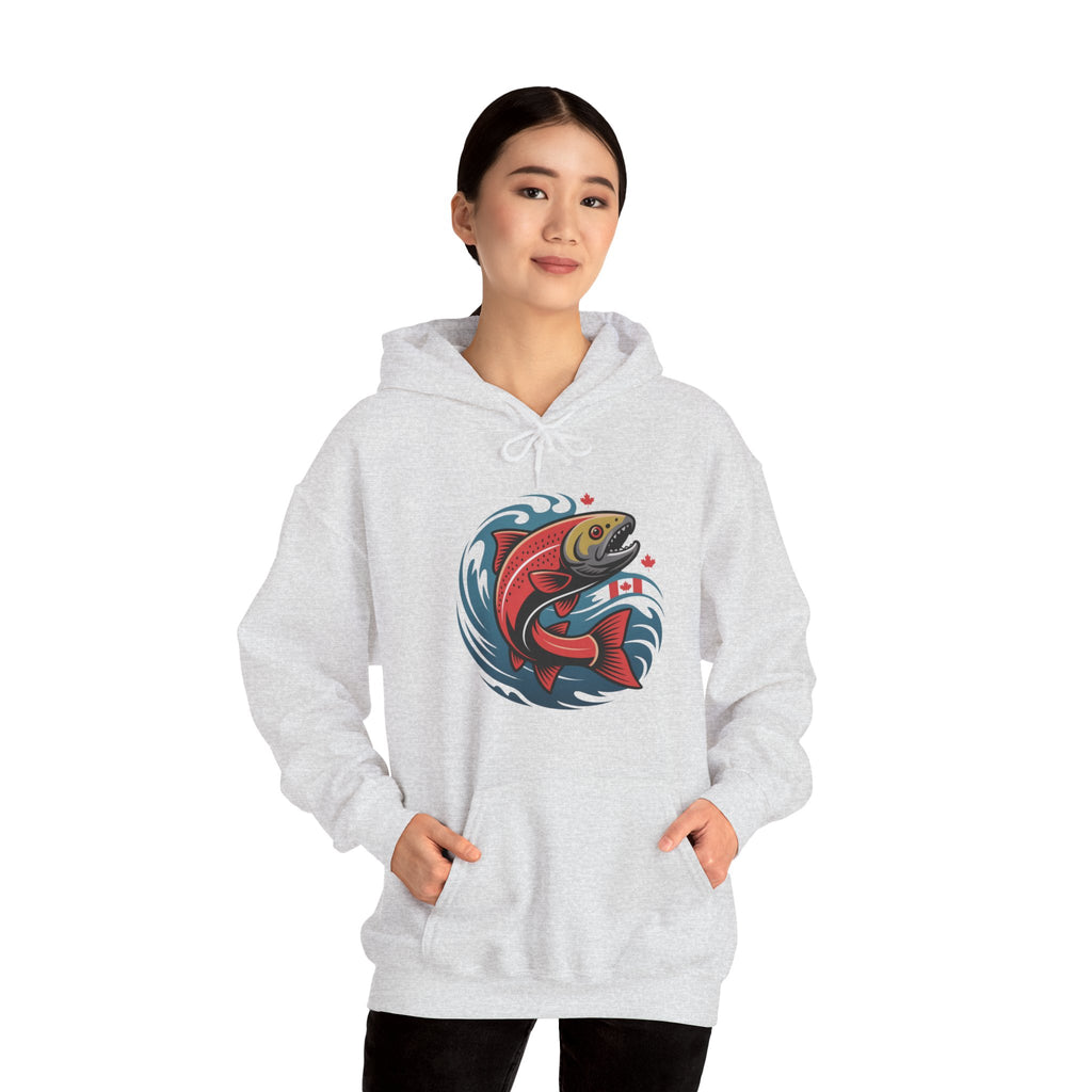 Salmon Wave Hoodie — Retro Fishing Graphic Pullover