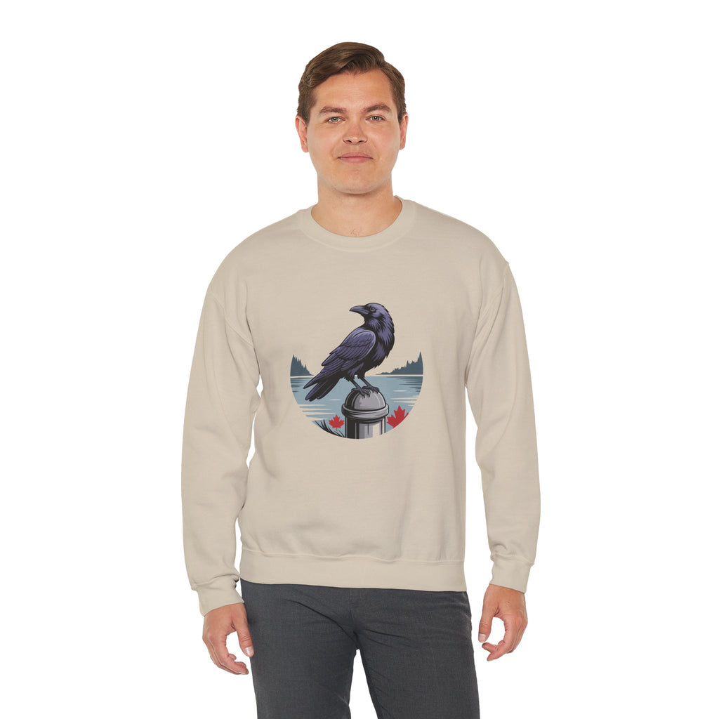 Raven by the Lake Crewneck Sweatshirt — Scenic Nature Graphic