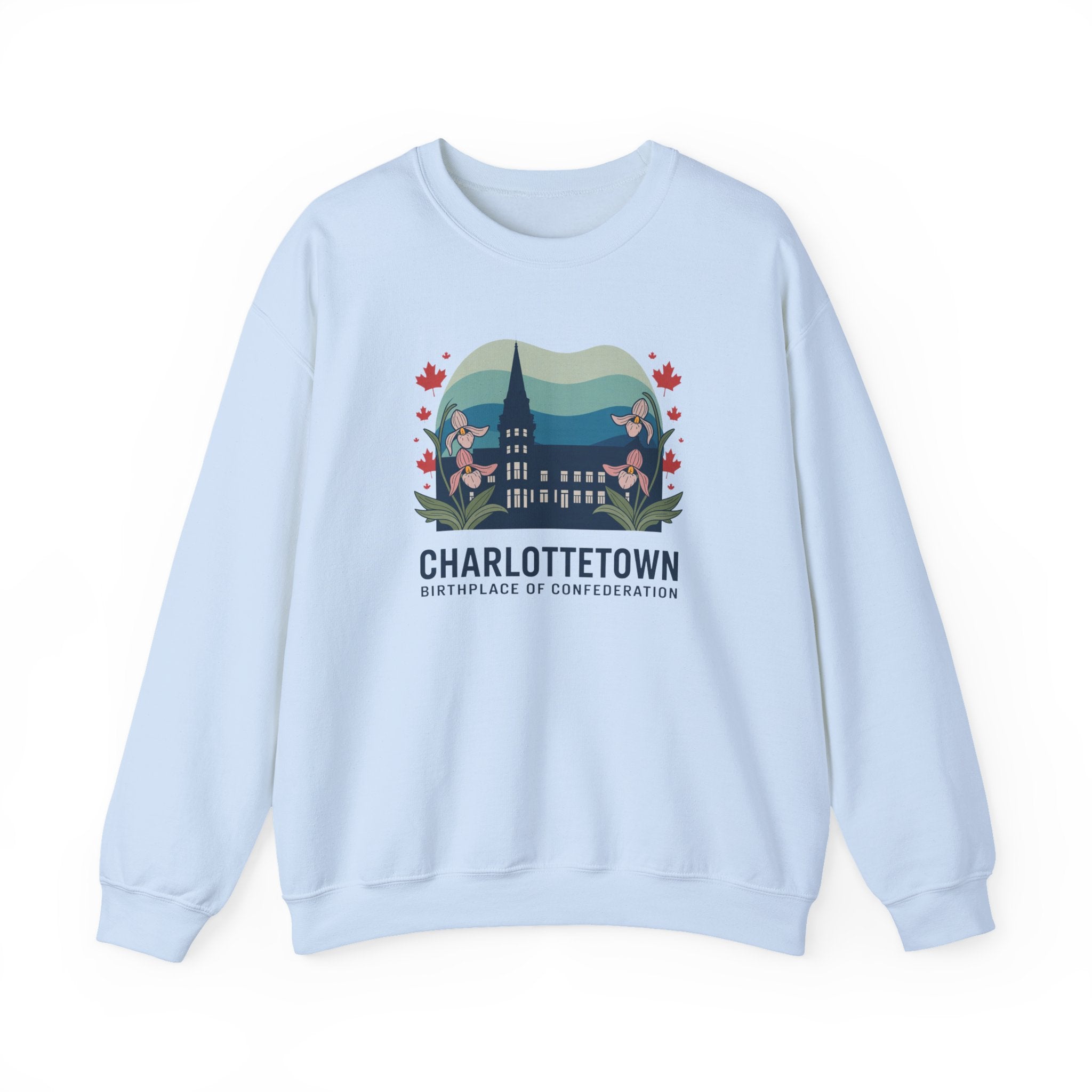 Charlottetown Retro Skyline Crewneck Sweatshirt — PEI Cottagecore Souvenir