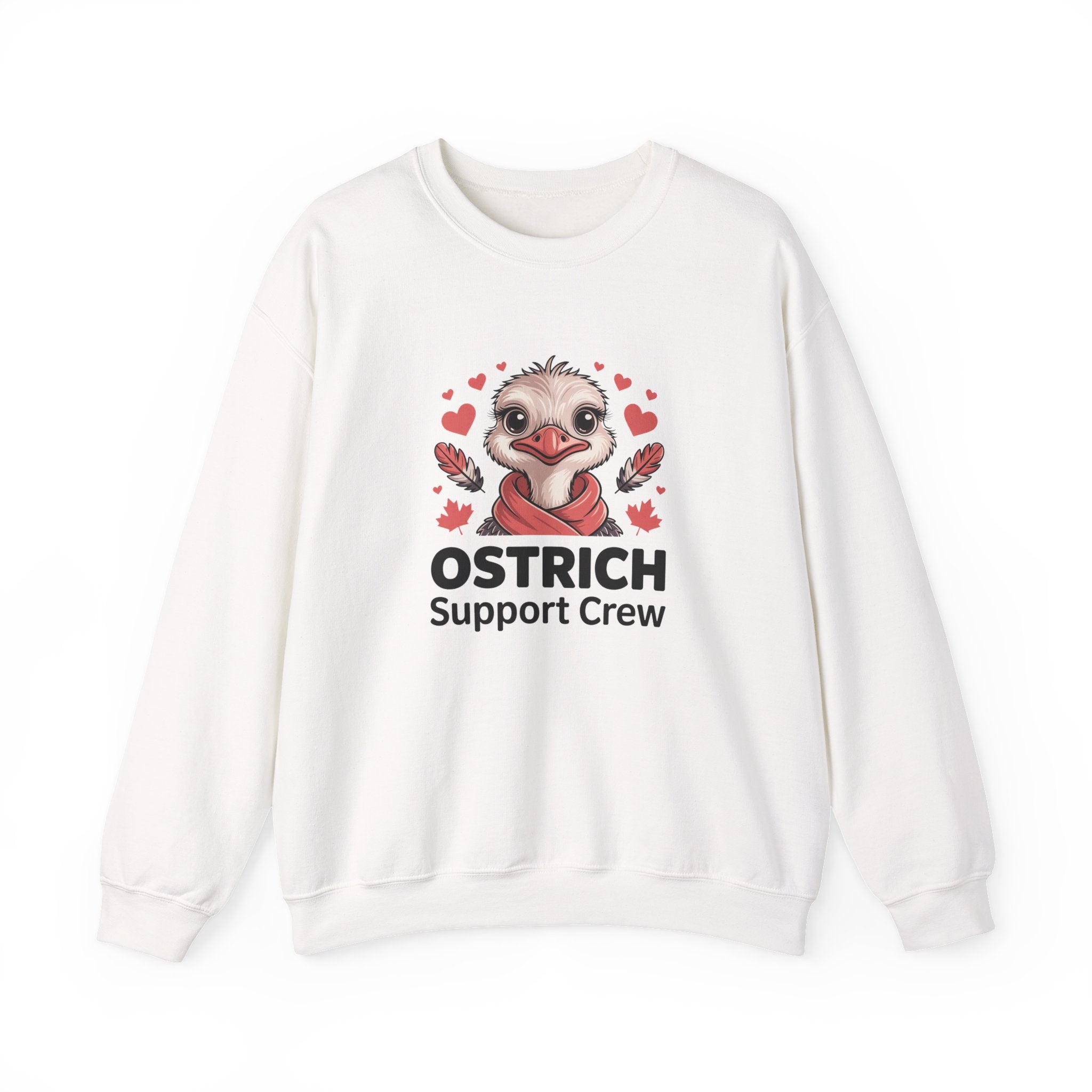 Ostrich Support Crew Sweatshirt — Cute Valentine’s Day Animal Graphic Crewneck